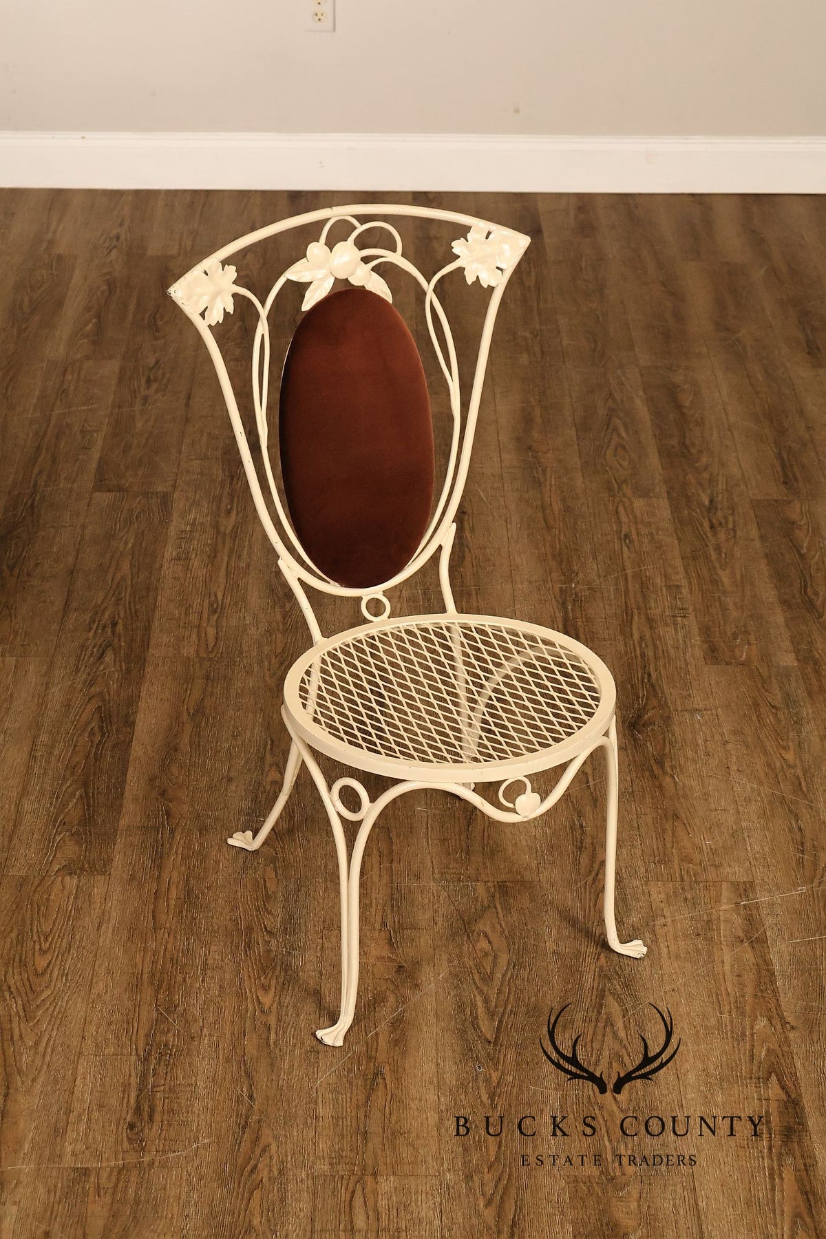 Salterini Mid Century Wrought Iron Fruit And Vine Set Of 6 Dining Chairs