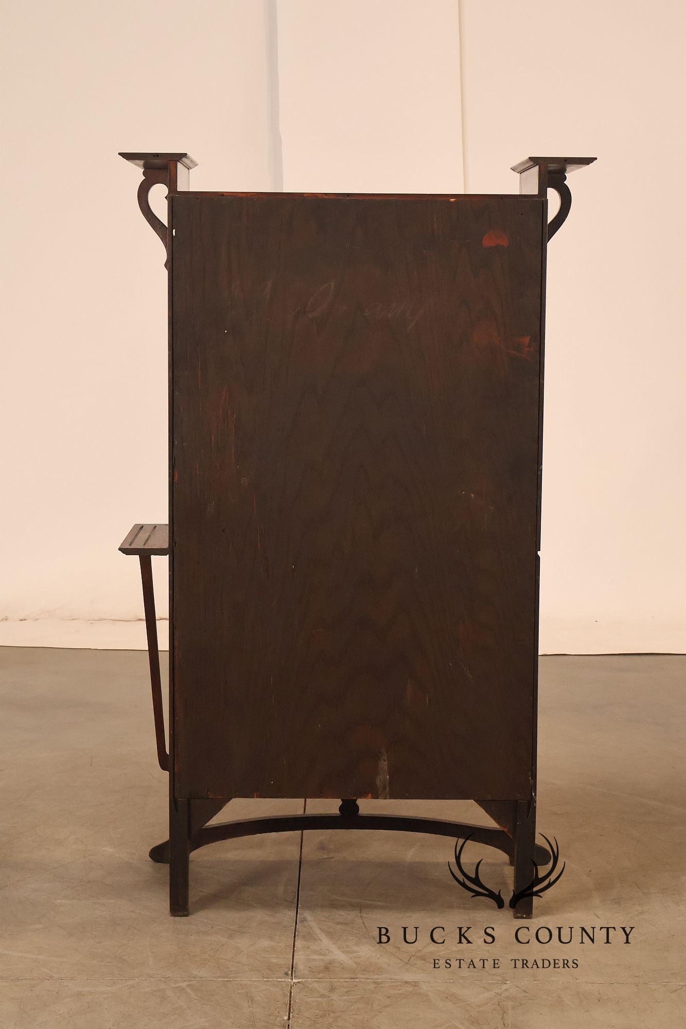 Antique Art Nouveau Leaded Glass Curio Cabinet
