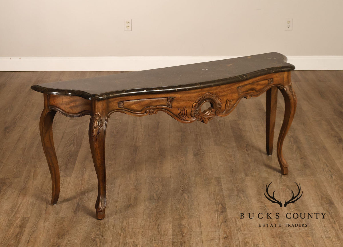 Italian Rococo Style Vintage Faux Marble Top Console