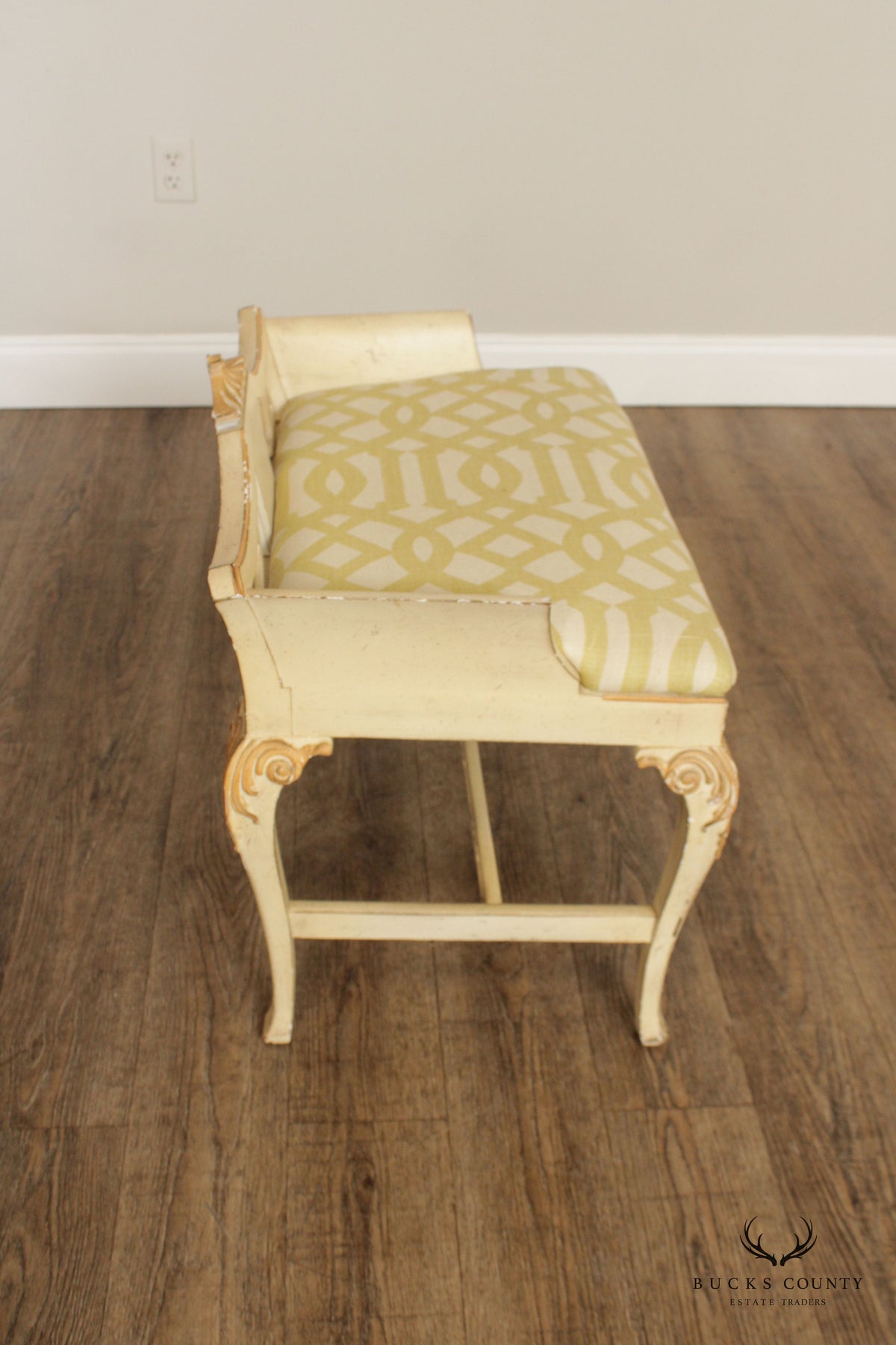 Italian Florentine Style Painted and Partial Gilt Vanity Seat