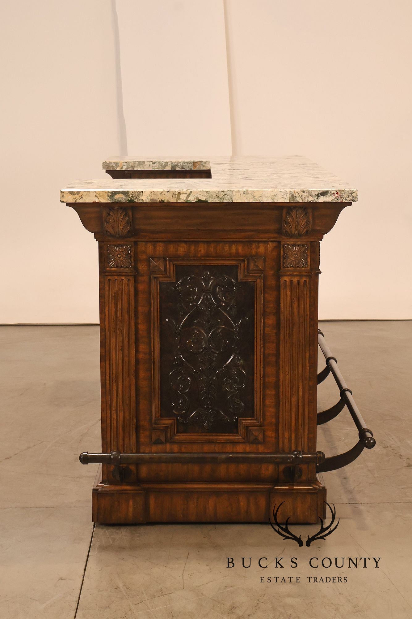 Maitland-Smith Neoclassical Style Faux Marble Top Home Bar