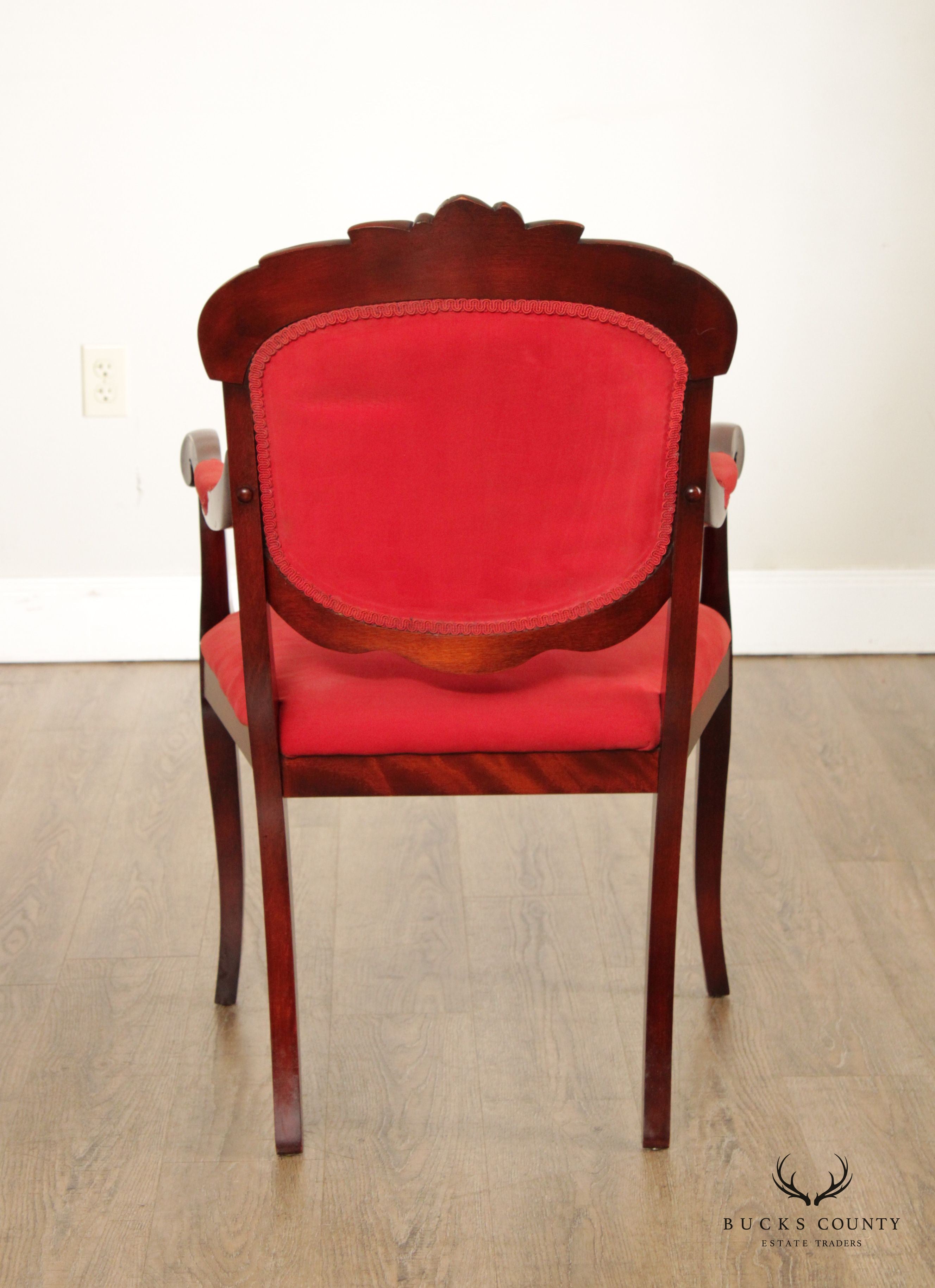 Victorian Style Carved Mahogany Armchair