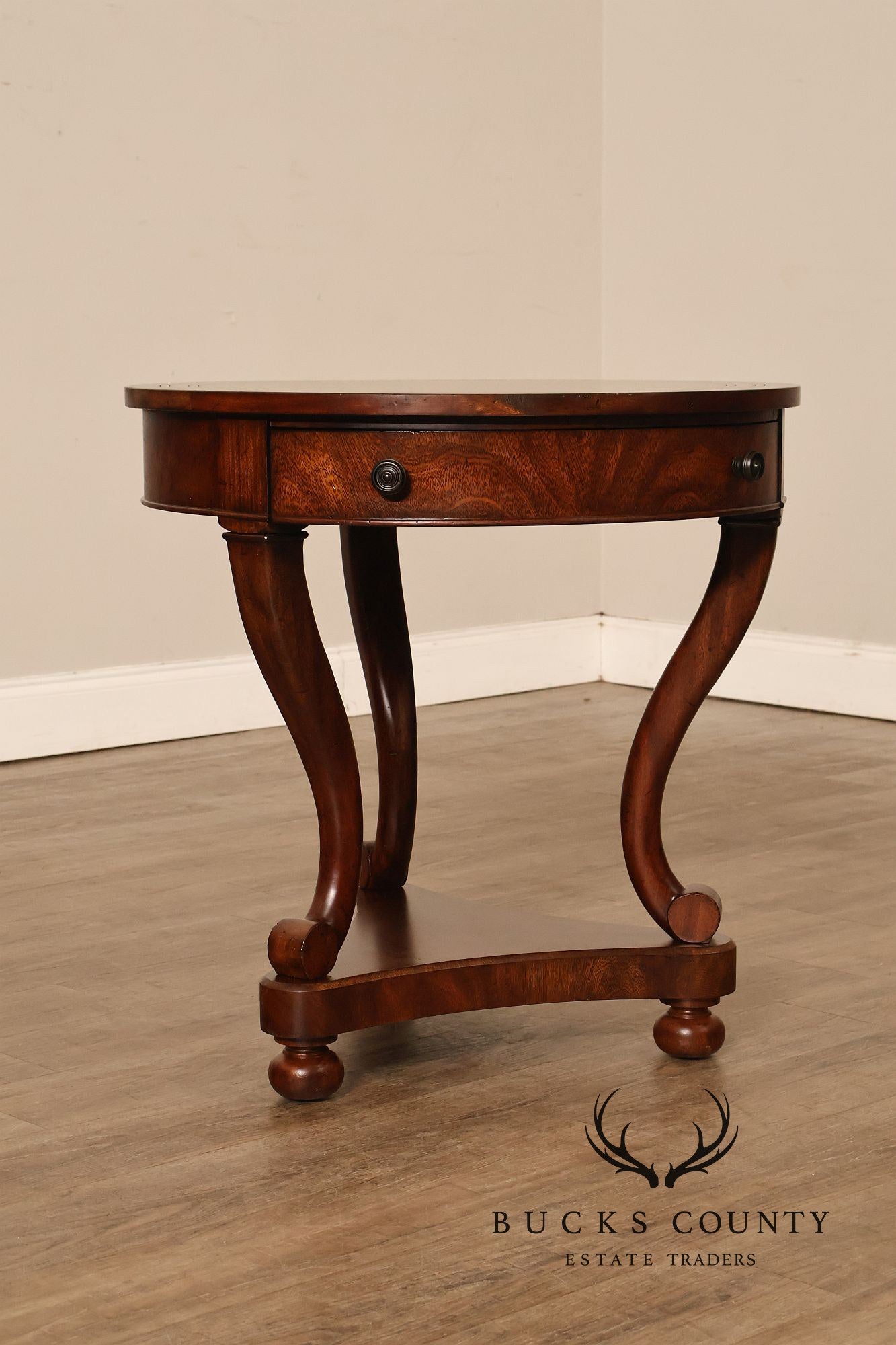 Theodore Alexander Pair of 'Occasionally Italian' Round Mahogany Side Tables