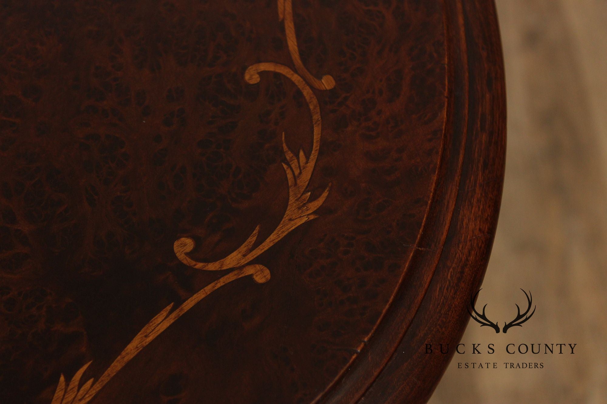 Louis XV Style Inlaid Burl Walnut Extendable Dining Table