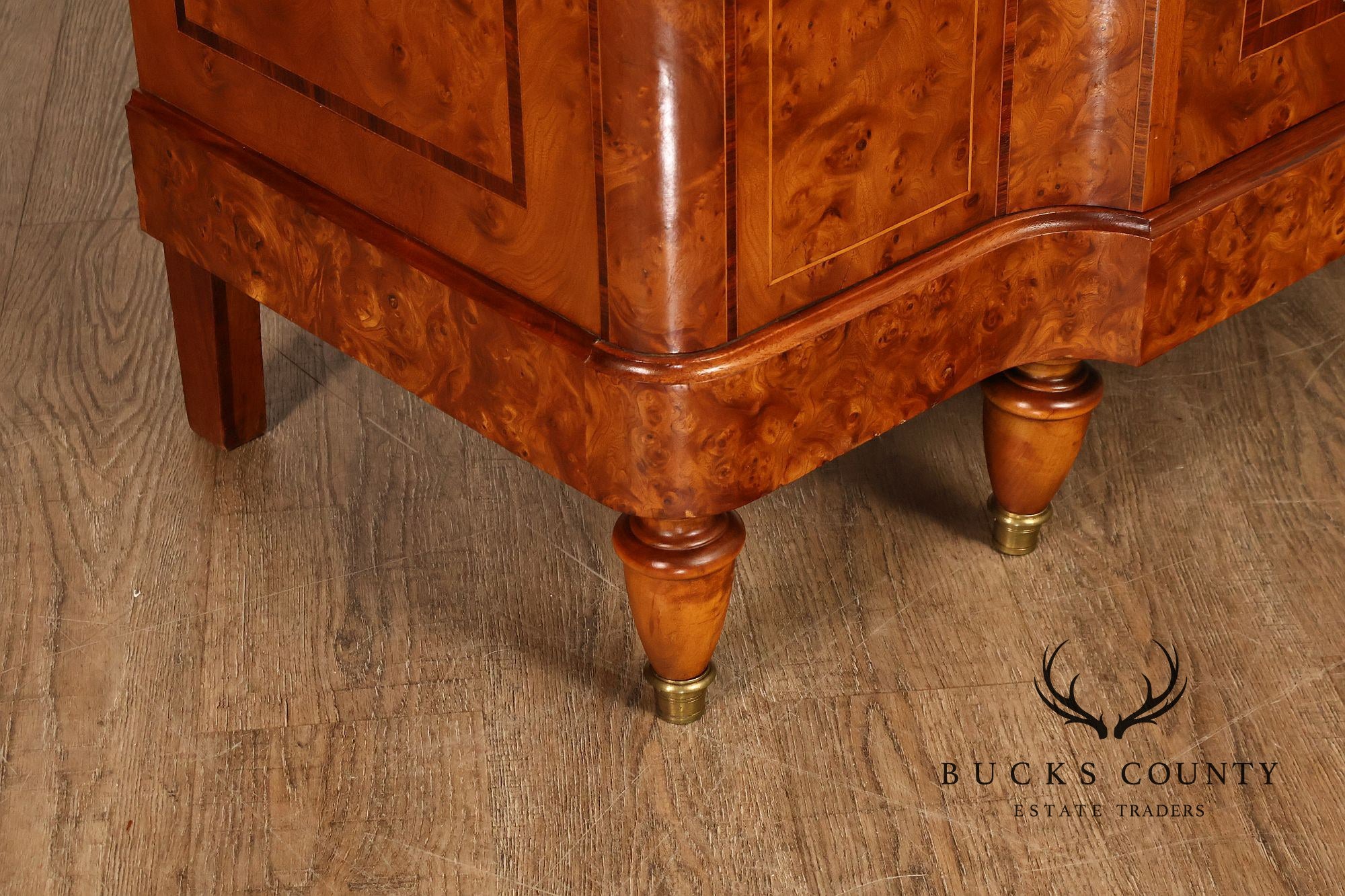 French Belle Époque Art Nouveau Burled Walnut Marble Top Sideboard With Display Cabinets