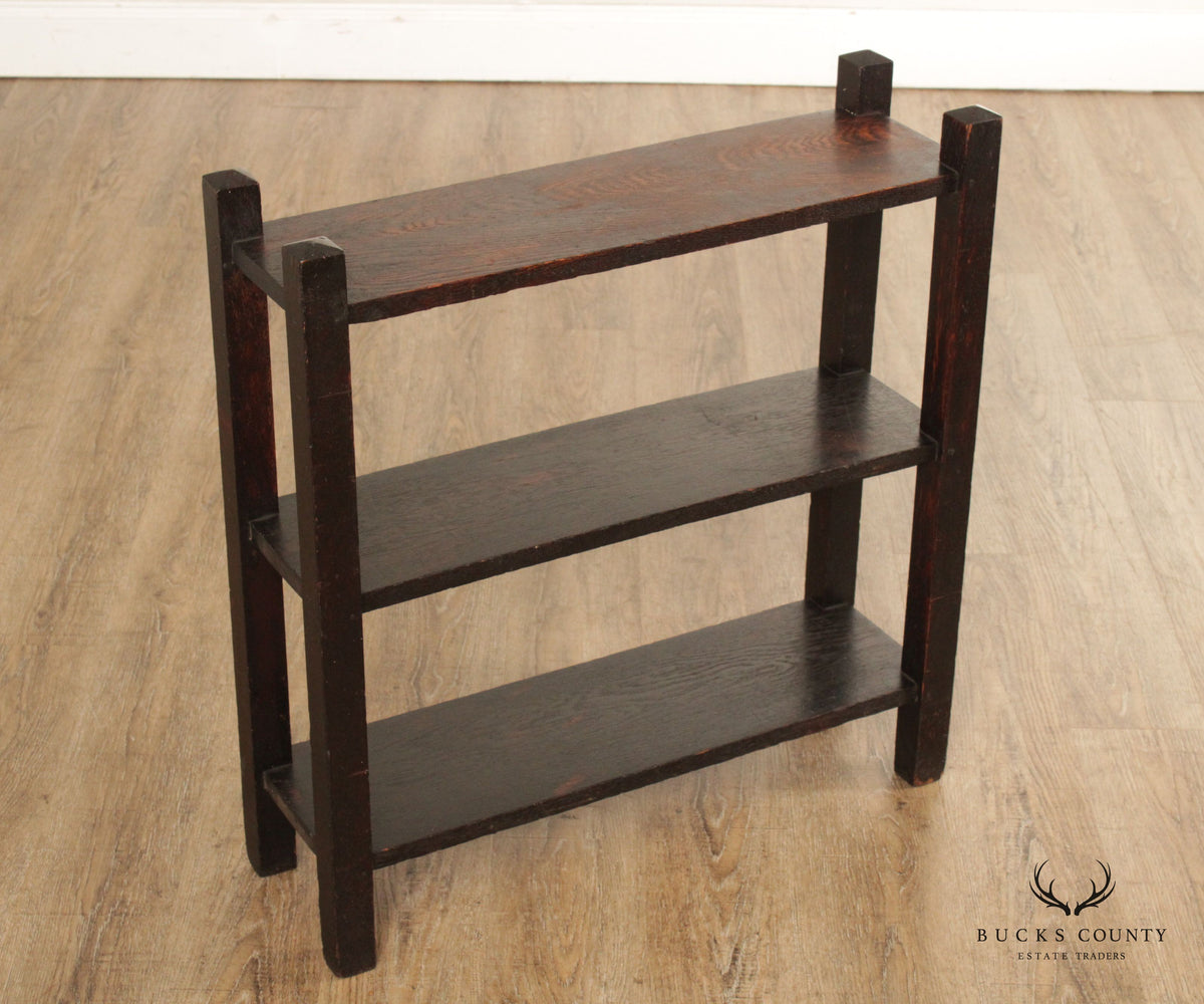 Arts & Crafts Oak Three Tier Open Magazine Stand