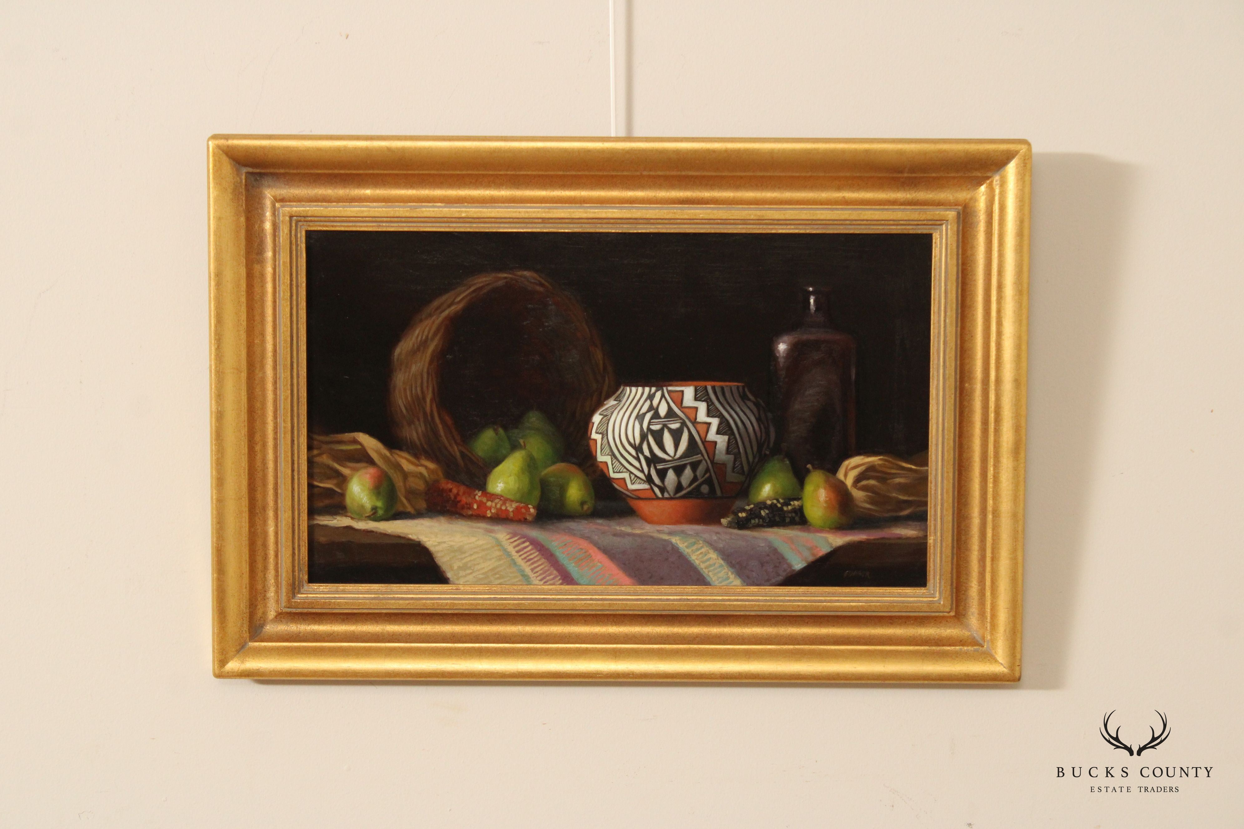 Ernest Baber Framed Still-Life Oil Painting, Acoma Pot