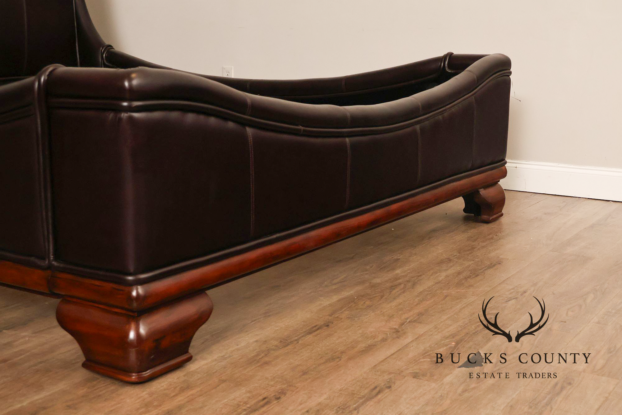 Stanley Leather King Size Sleigh Bed