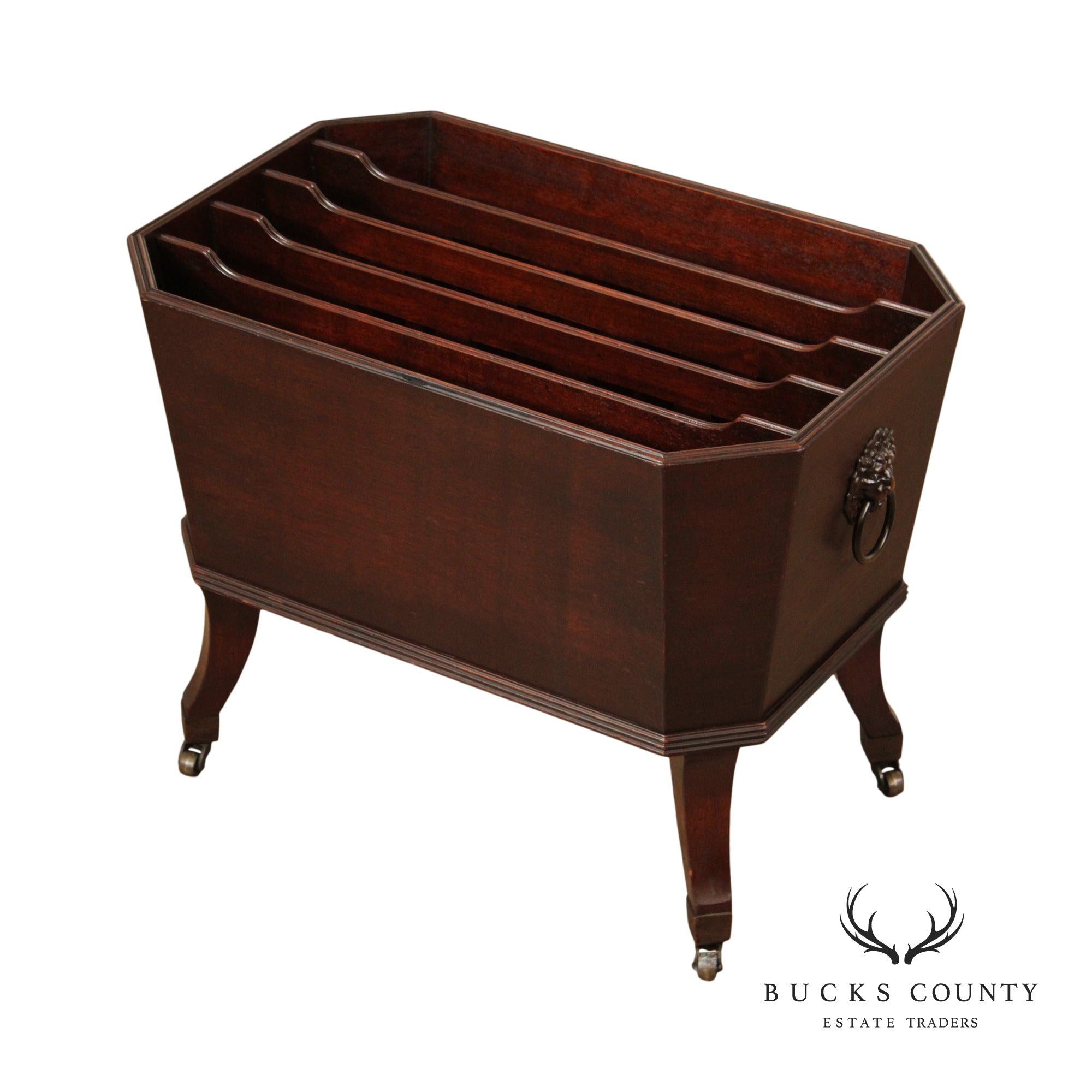 English Regency Style Vintage Mahogany Magazine Rack