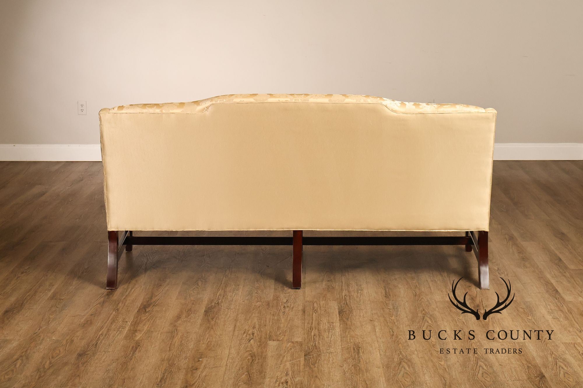 Southwood Federal Style Mahogany Frame Damask Upholstered Sofa