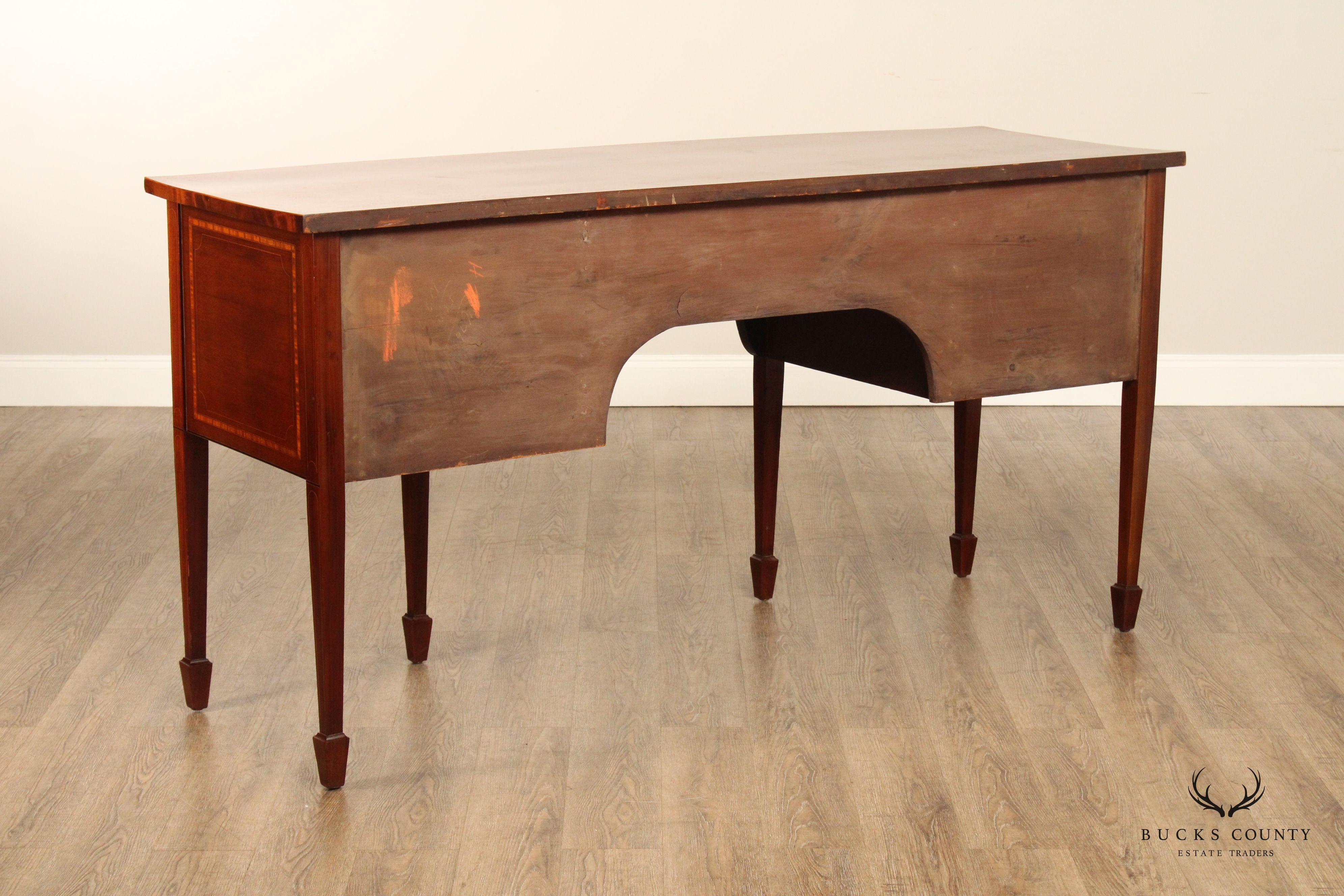 Antique English Federal Inlaid Mahogany Bowfront Sideboard