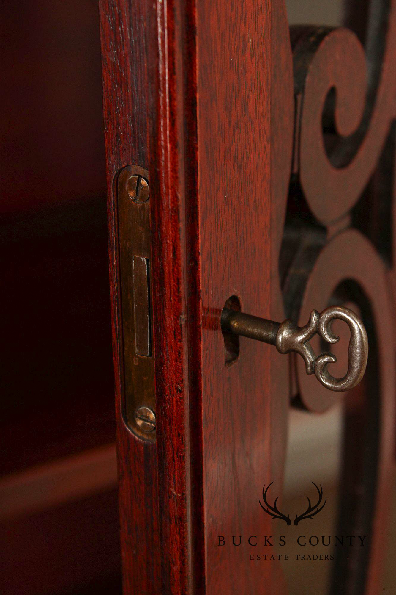 1940's Vintage Carved Mahogany China Cabinet