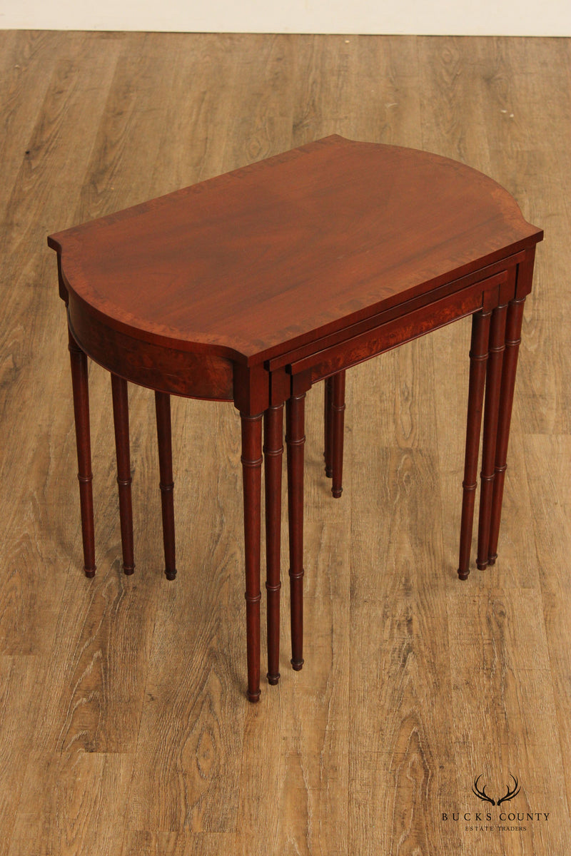 Baker Furniture Regency Style Set of Three Mahogany Nesting Tables