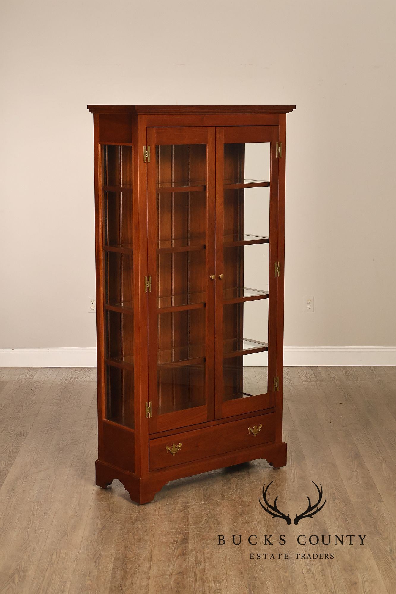 E.A. Clore Chippendale Style Bench Made Walnut Display Cabinet