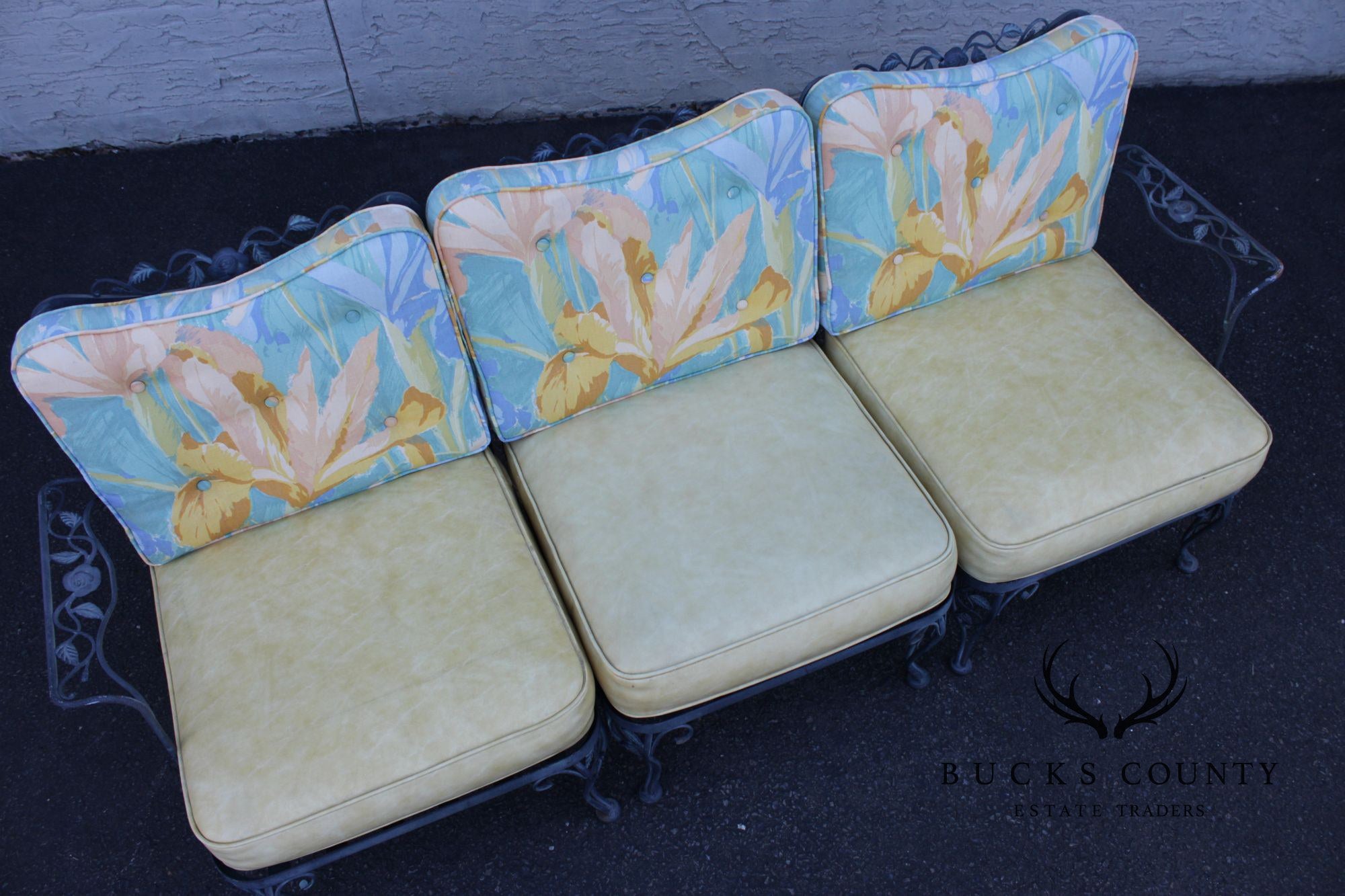 Woodard 'Chantilly Rose' Wrought Iron Outdoor Patio Sofa