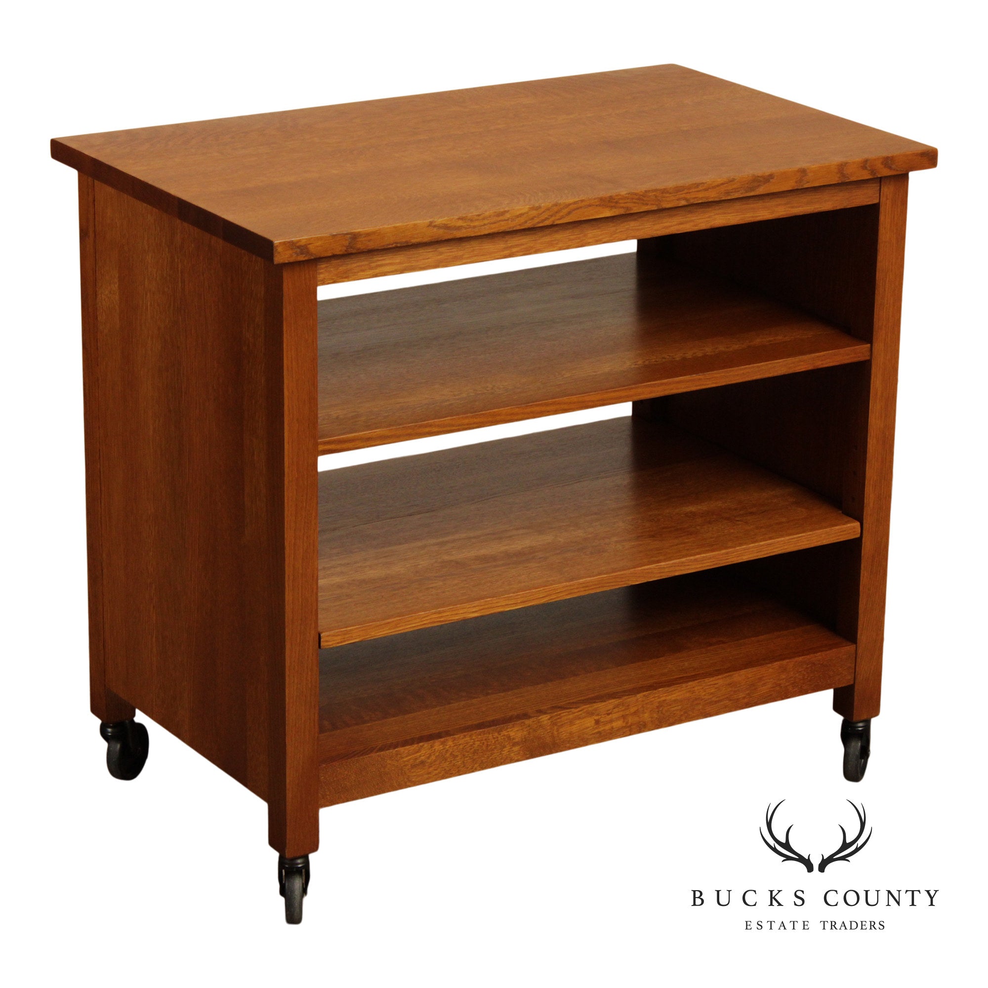 Stickley Mission Collection Oak Rolling Media Console