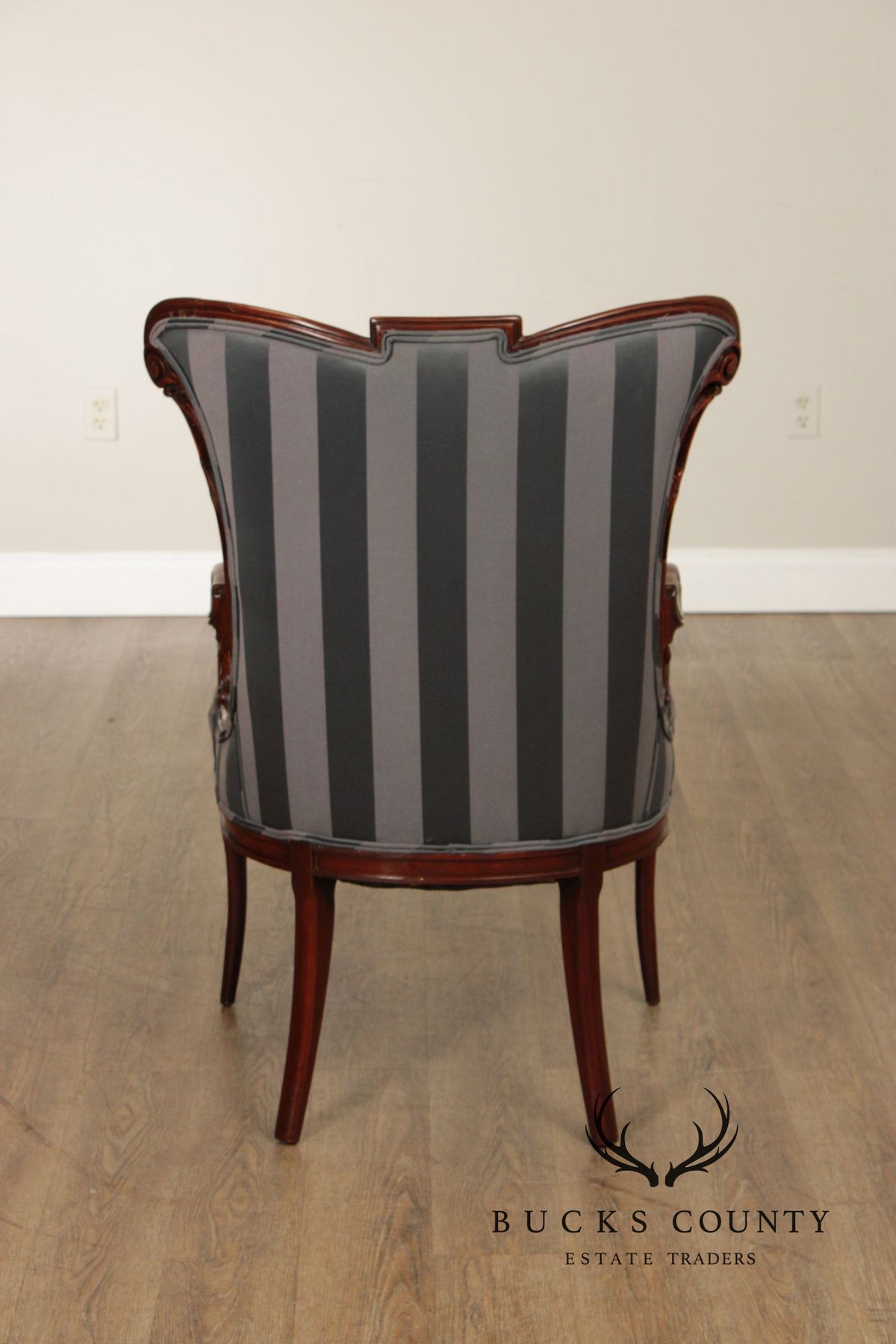 Pair Of Louis XV Style Carved Mahogany Upholstered Armchairs