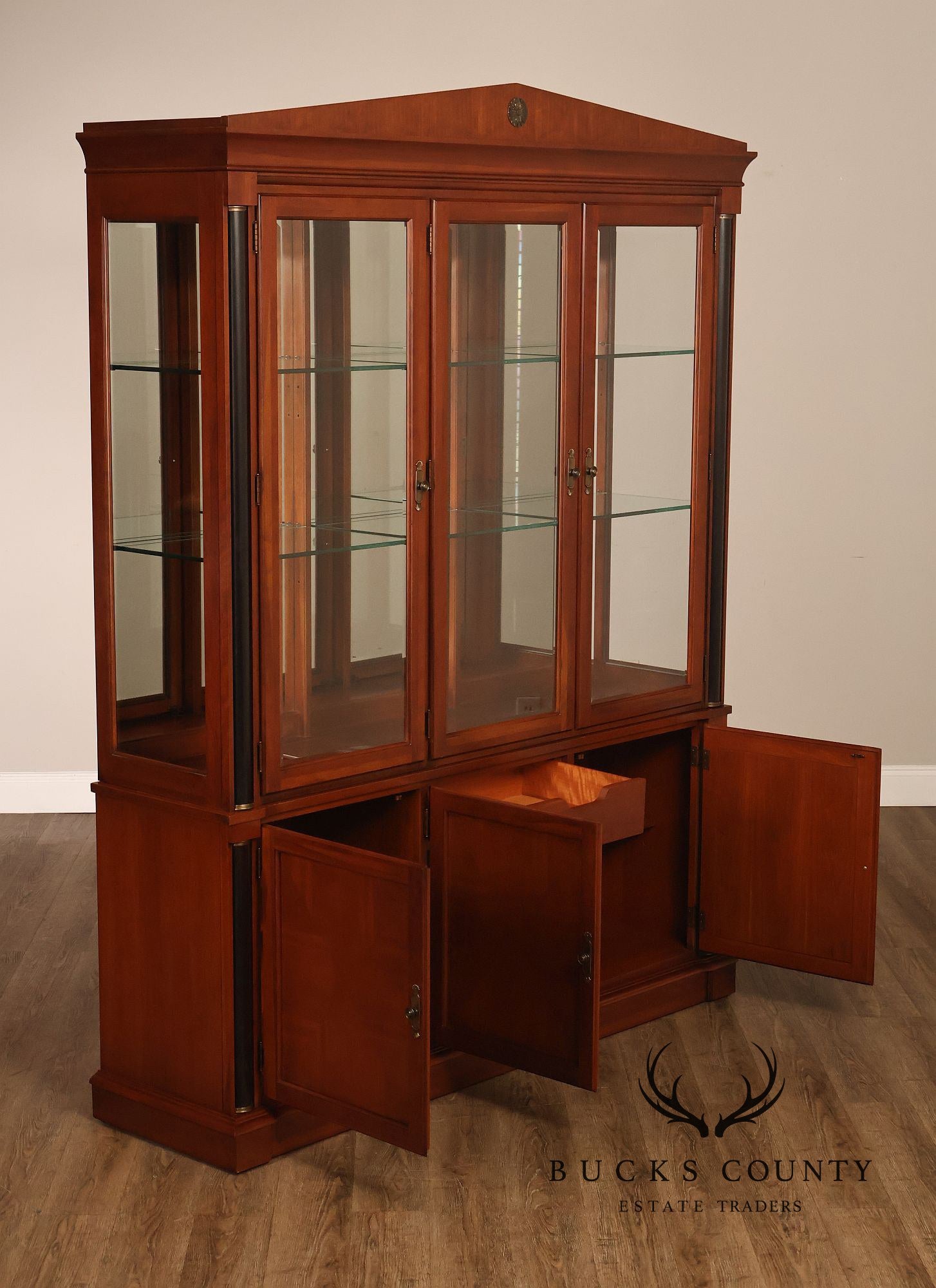 Ethan Allen Medallion Collection Cherry Lighted China Cabinet