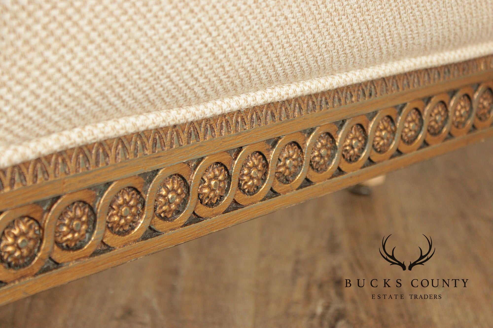 French Market Collection Louis XVI Style Upholstered Queen Bed Frame with Painted Finish