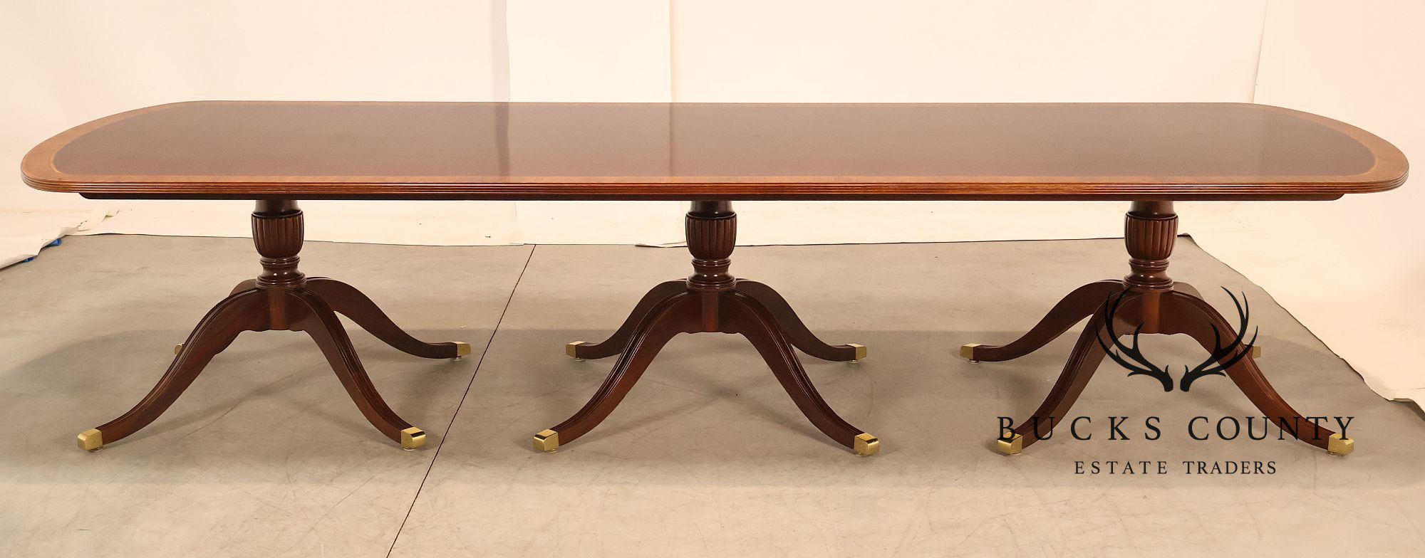 Councill Regency Style Triple Pedestal Mahogany 12' Dining Table