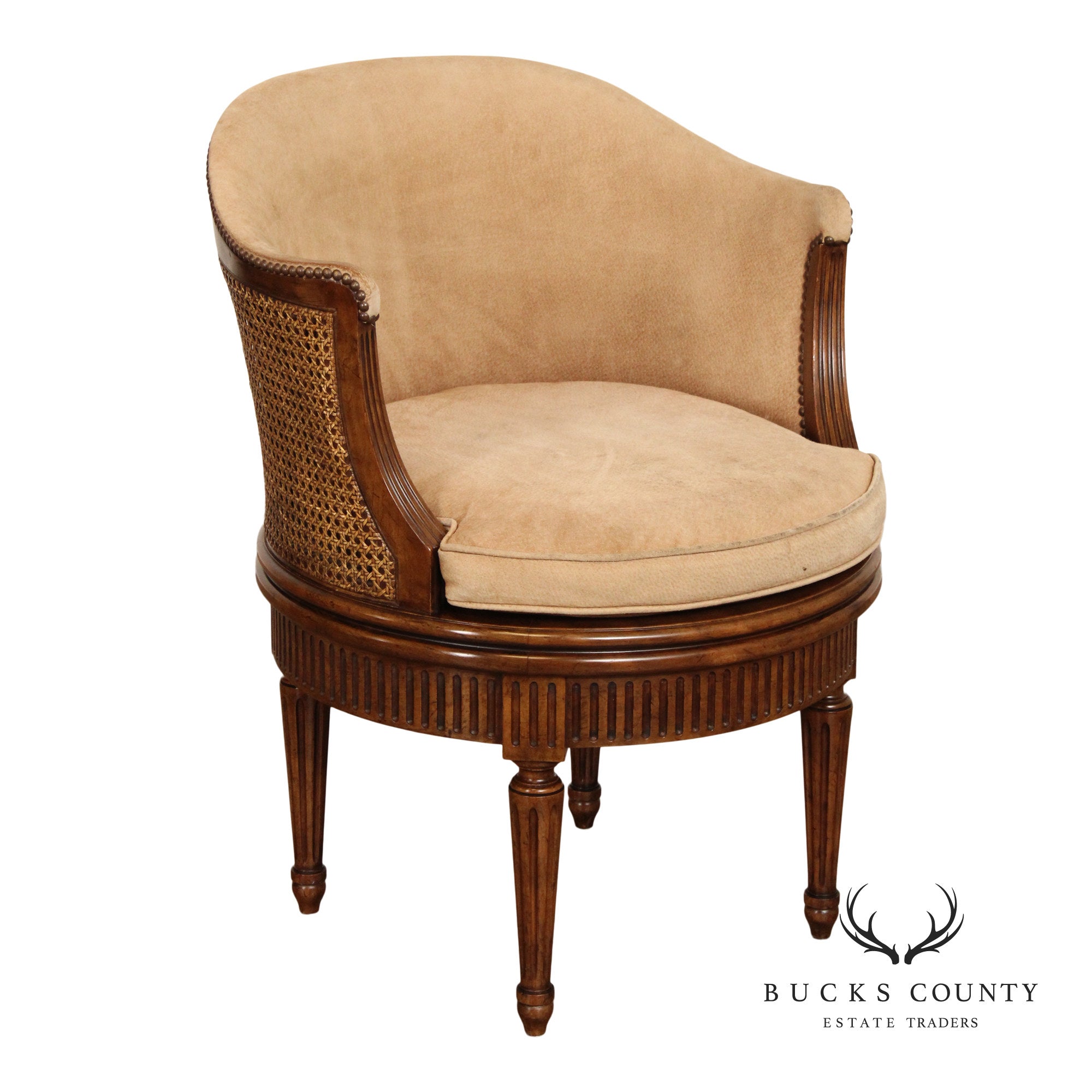 Baker Furniture French Louis XVI Style Swivel Barrel Chair