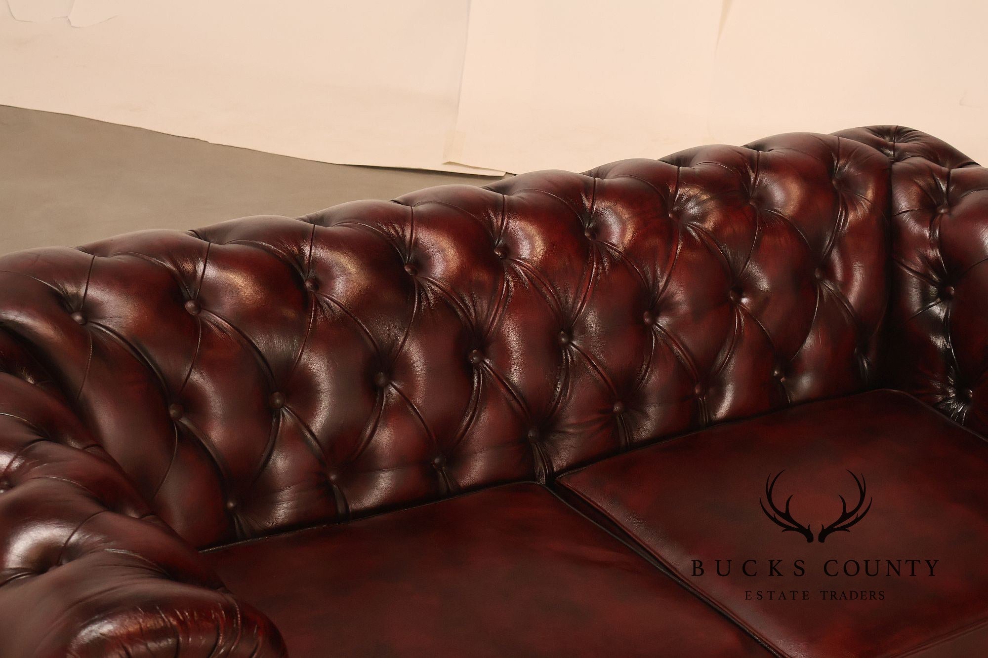 Chesterfield Style Oxford Red Tufted Leather Sofa