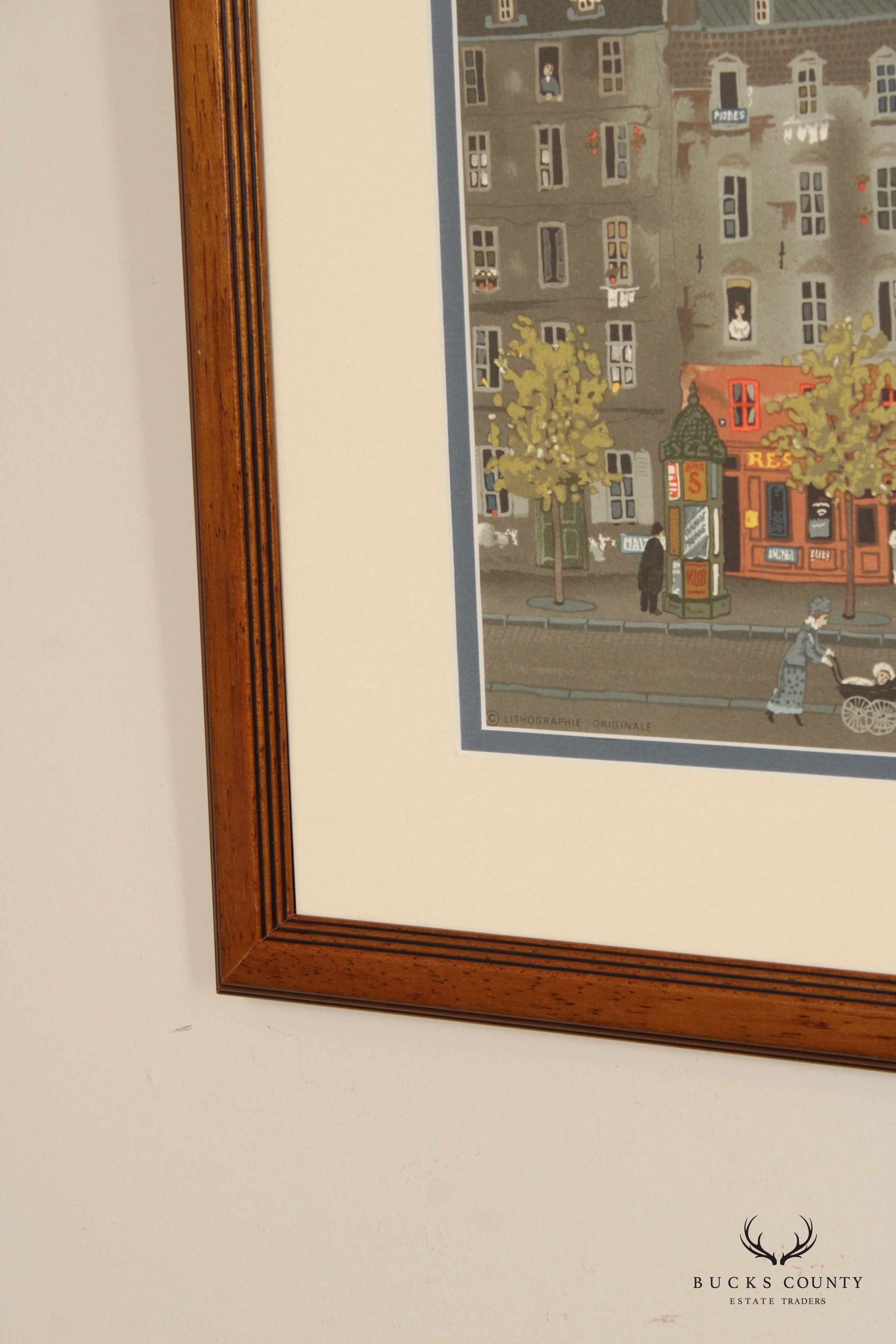 Michel Delacroix 'L'Homme Sandwich' Framed Colored Lithograph