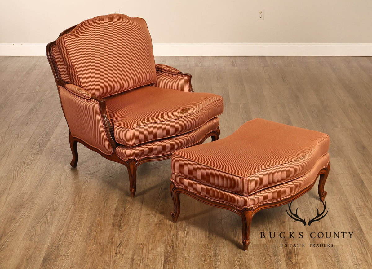 Ethan Allen French Louis XV Style Armchair and Ottoman