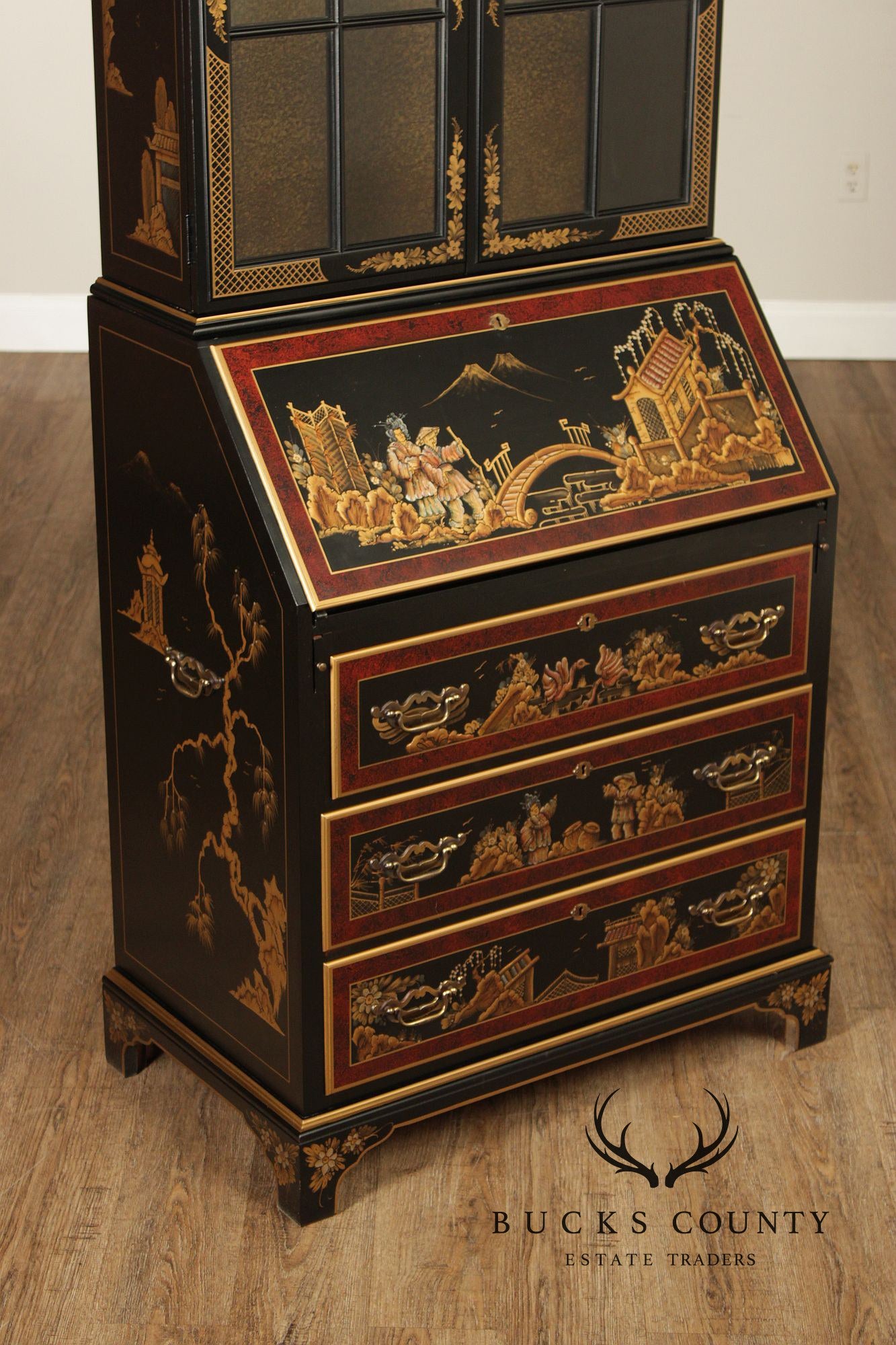 Maddox Colonial Hand Painted Chinoiserie Secretary Desk