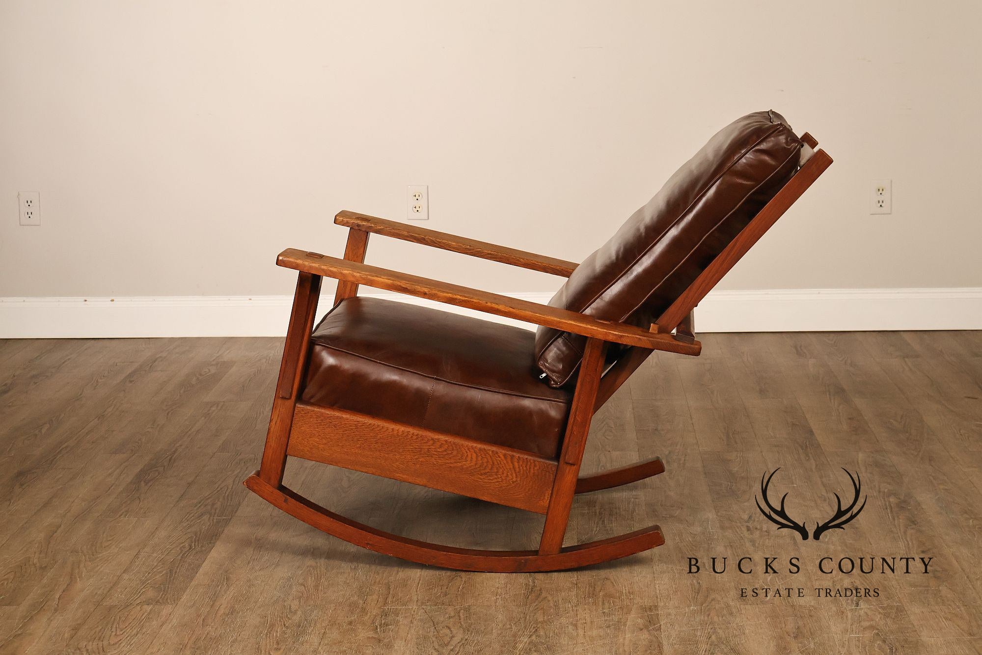 Antique L & JG Stickley Mission Oak Morris Rocker