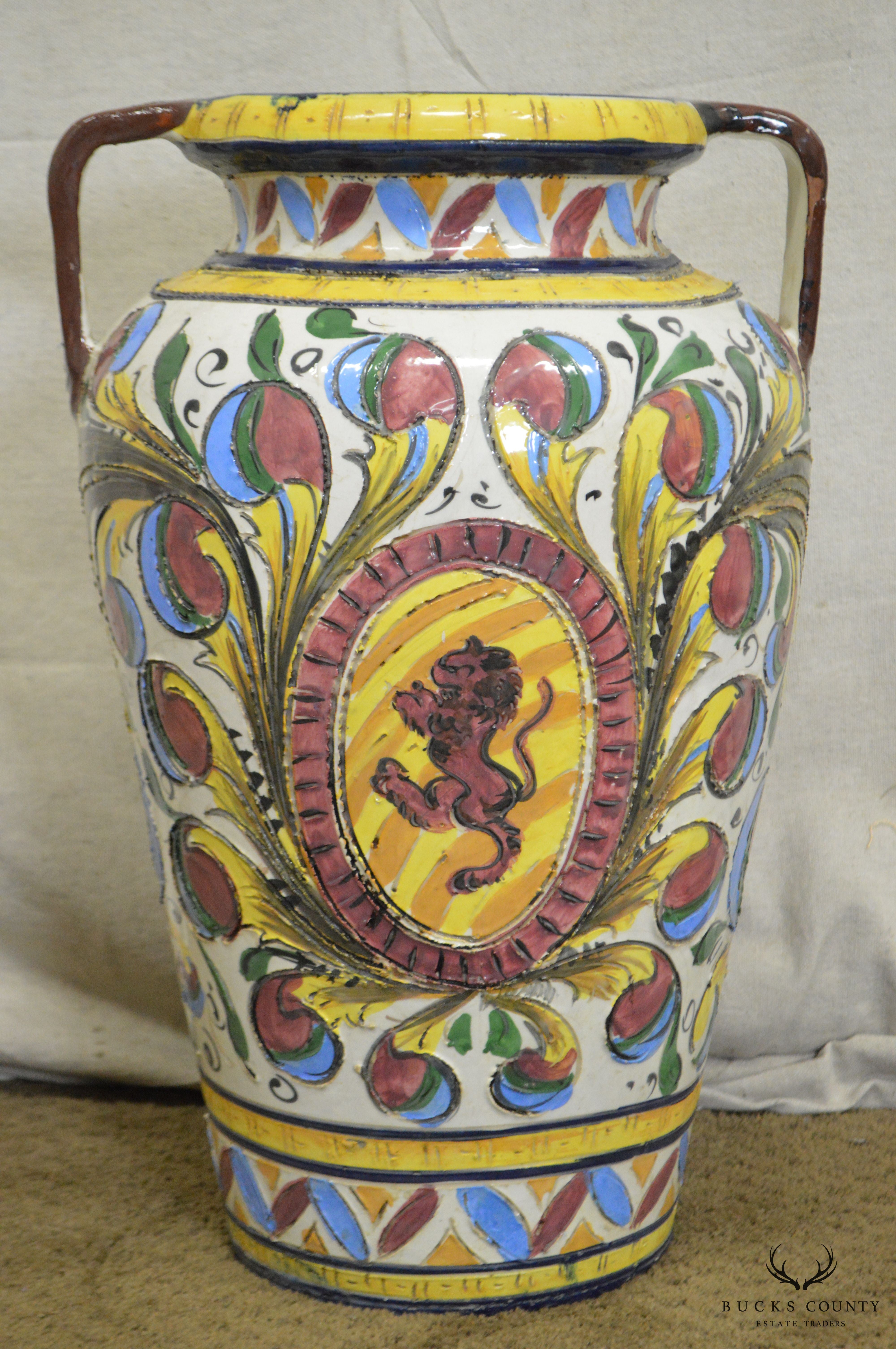 Vintage Italian Pottery Majolica Urn