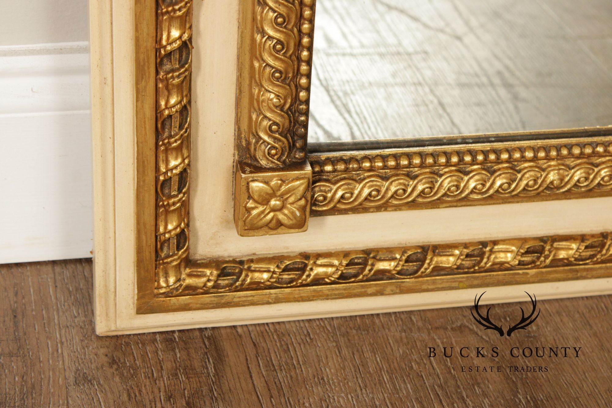 Vintage French Neoclassical Style Partial Gilt Trumeau Mirror