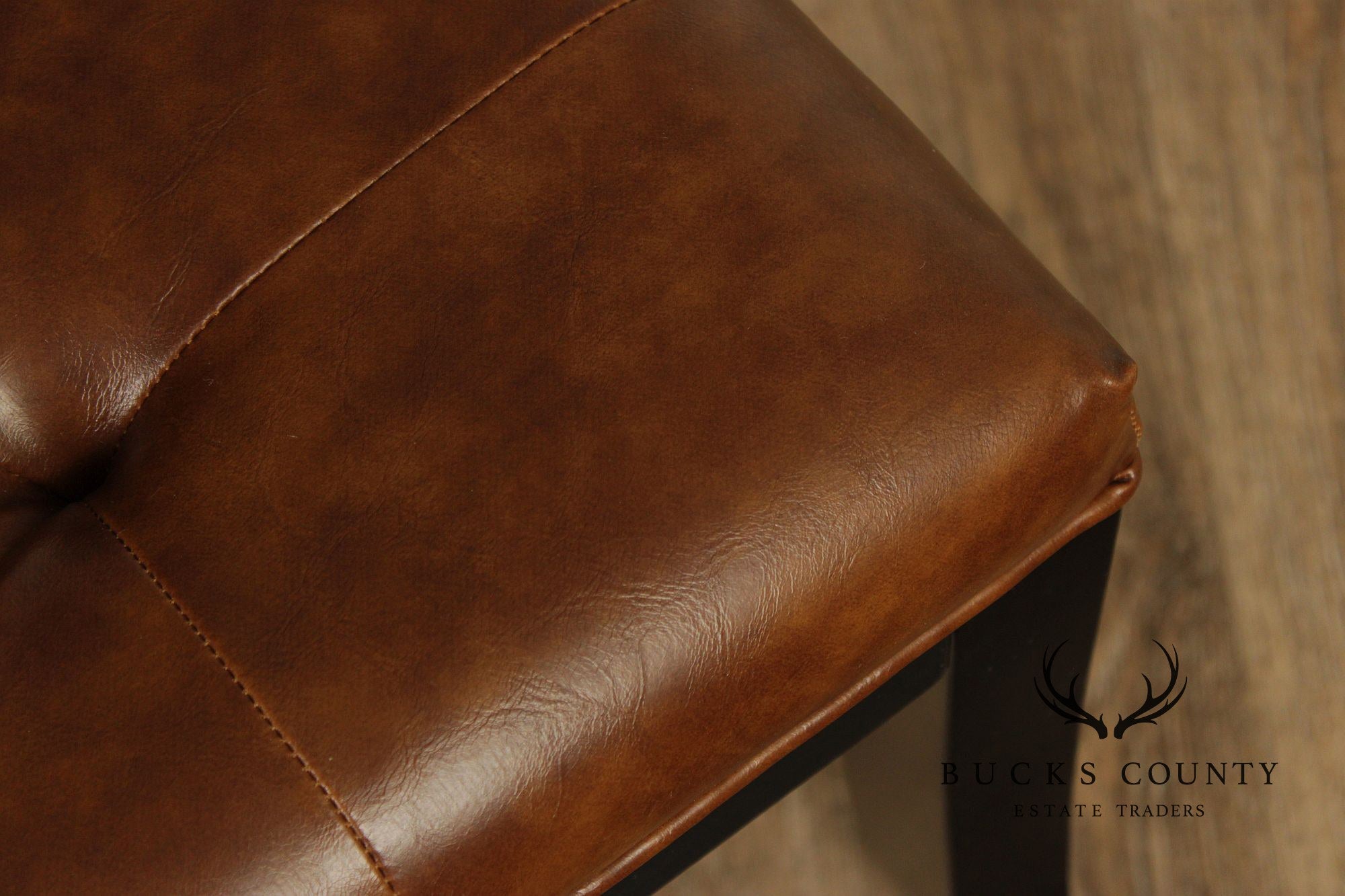 Pair Of Safavieh Tufted Brown Leather Benches