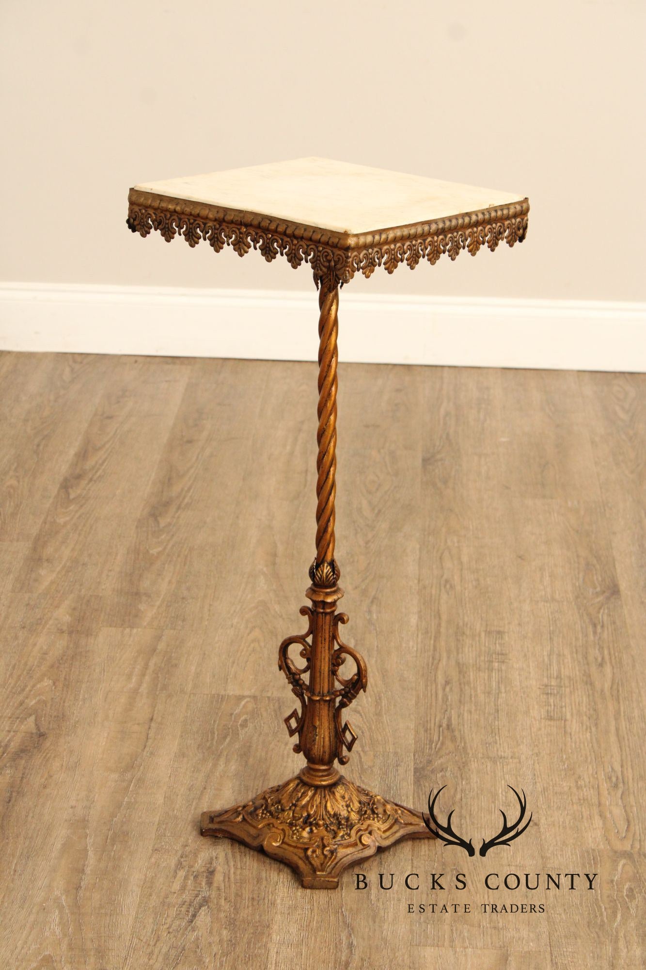 Victorian Marble Top Cast Iron Base Plant Stand