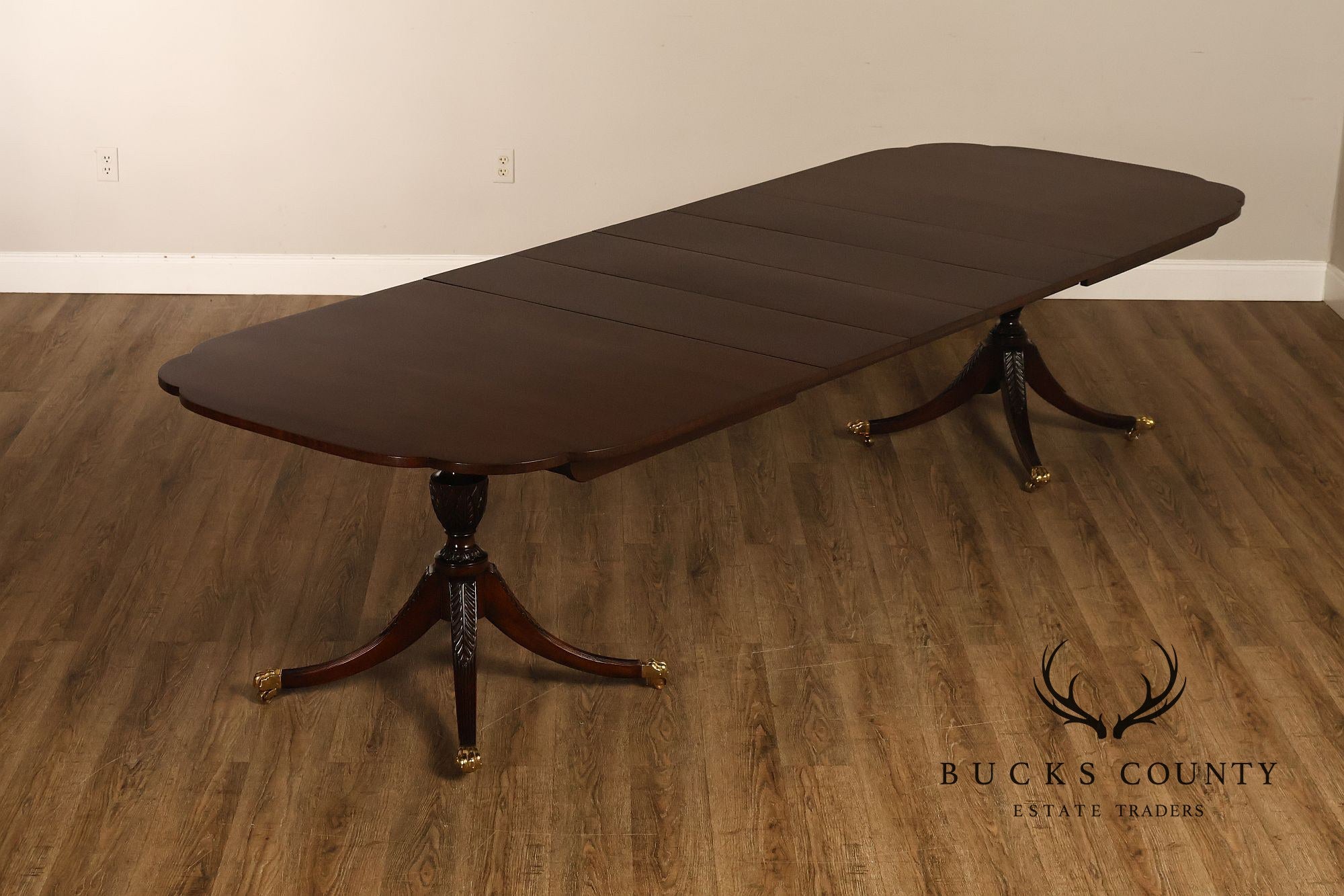 Kindel Georgian Style Double Pedestal Mahogany Dining Table