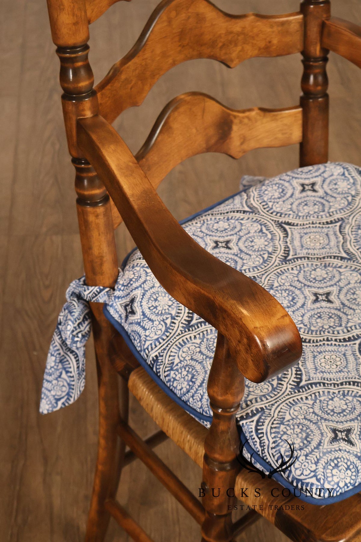 Hickory Chair Co. Set Of Six Country Ladder Back Rush Seat Dining Chairs