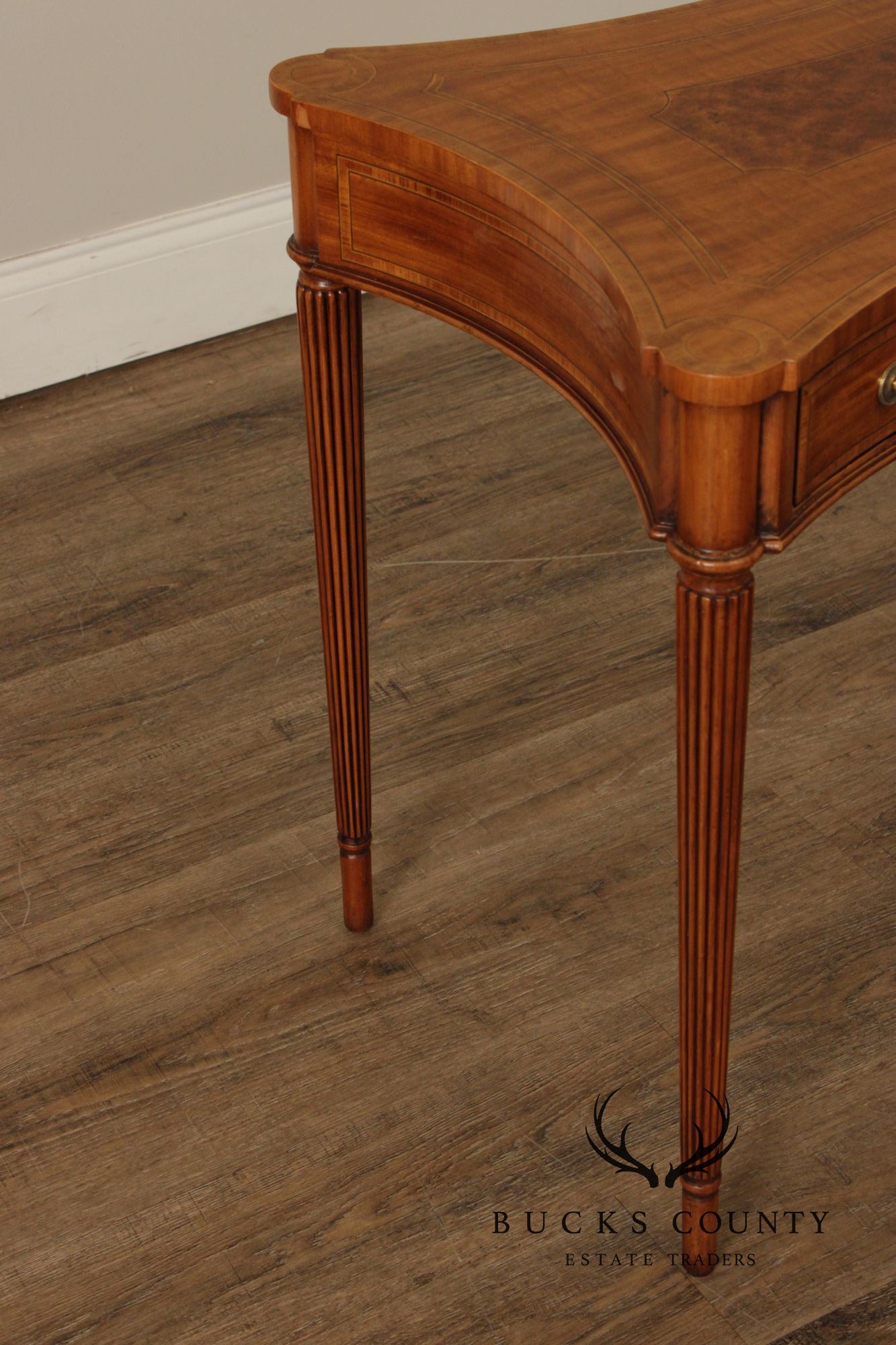 Maitland Smith Sheraton Style Single Drawer Inlaid Side Table