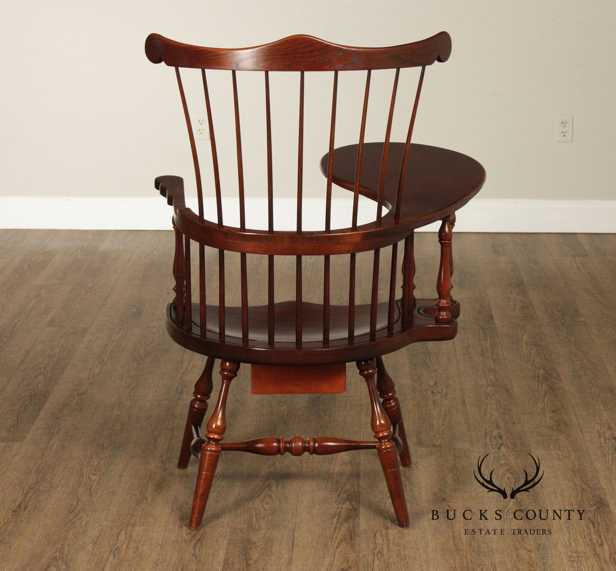 Vintage Duckloe Comb Back Windsor Style Writing Armchair With Storage Drawer