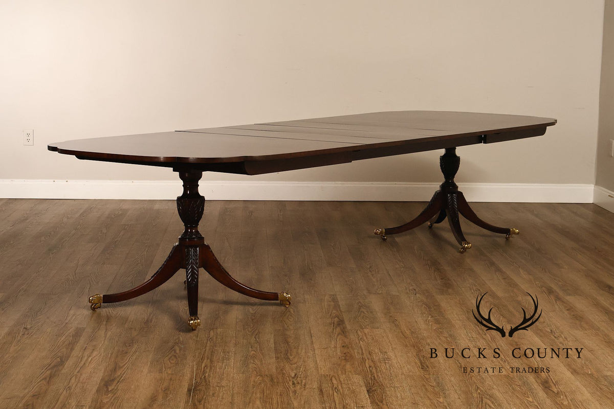 Kindel Georgian Style Double Pedestal Mahogany Dining Table