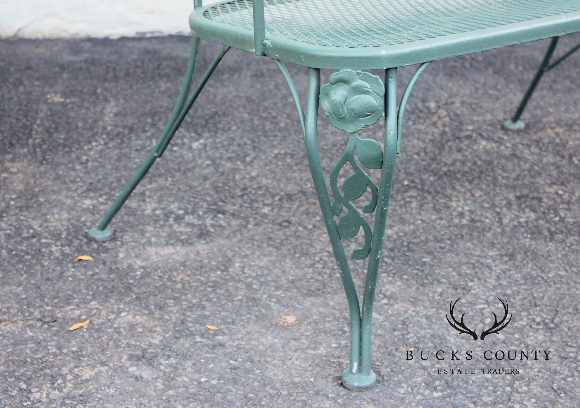 Wrought Iron Outdoor Garden Bench With Rose Motif