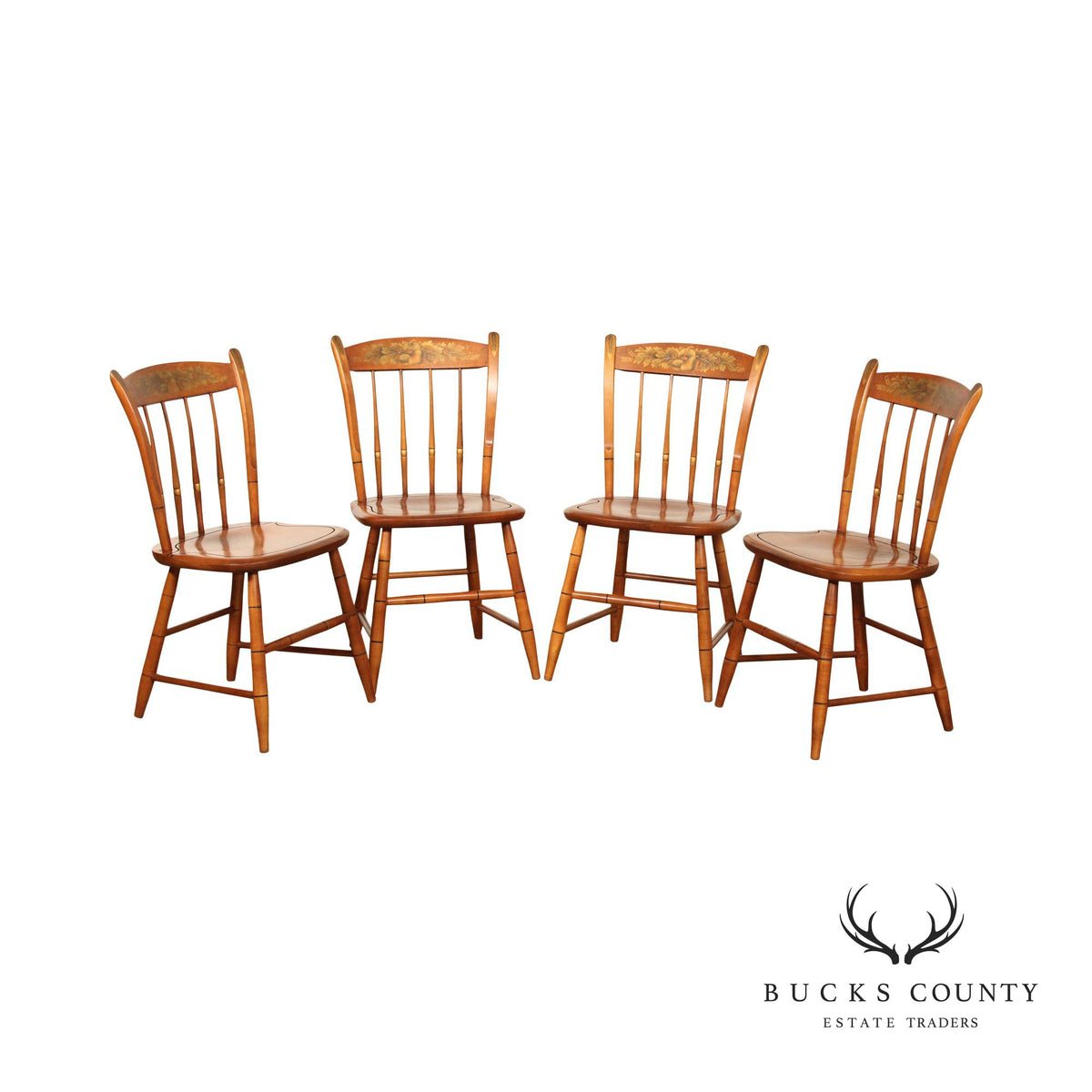 L. Hitchcock Set of Four Faux Bamboo Dining Chairs