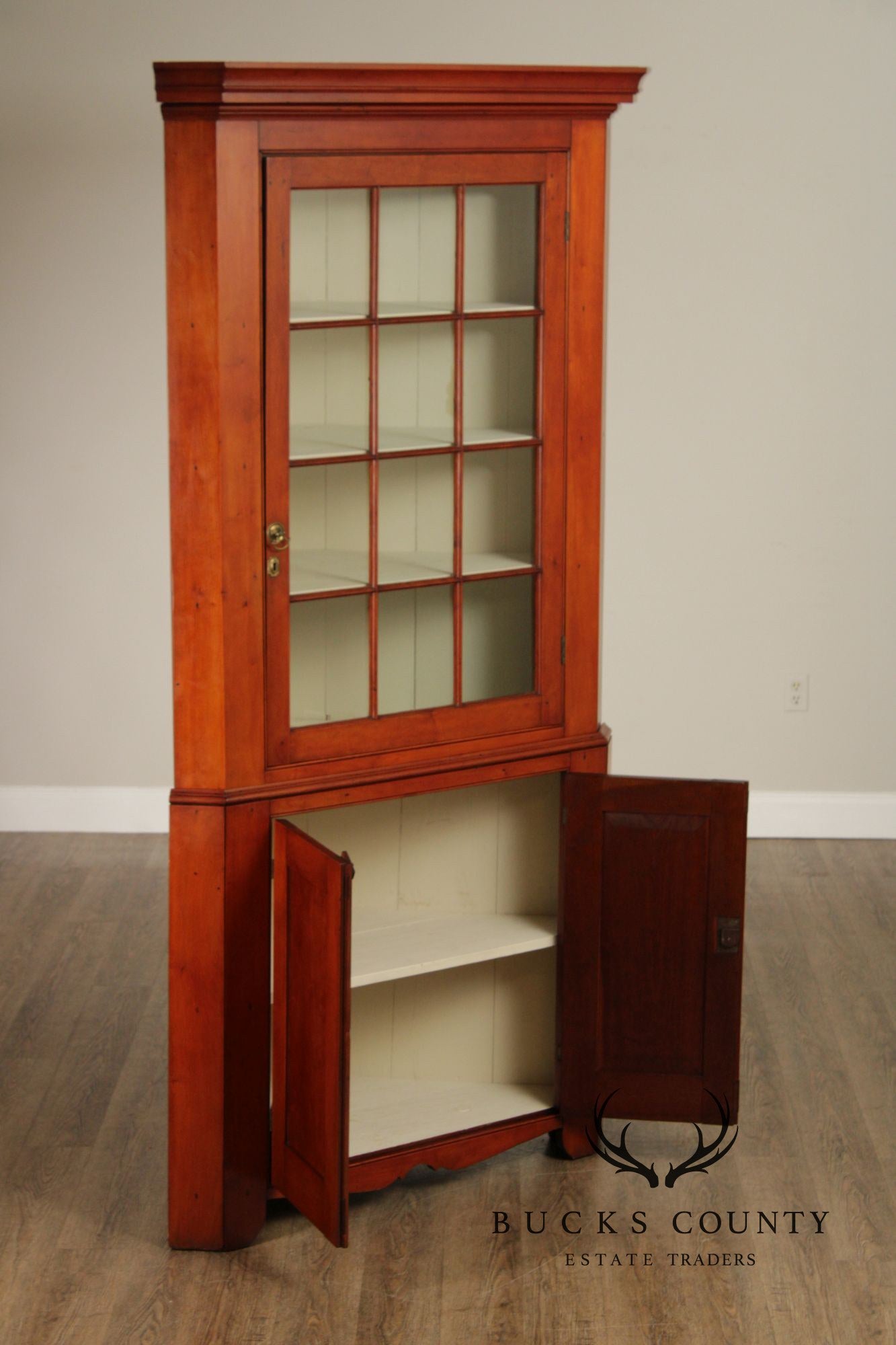 Antique American Farmhouse Cherry Corner Cabinet
