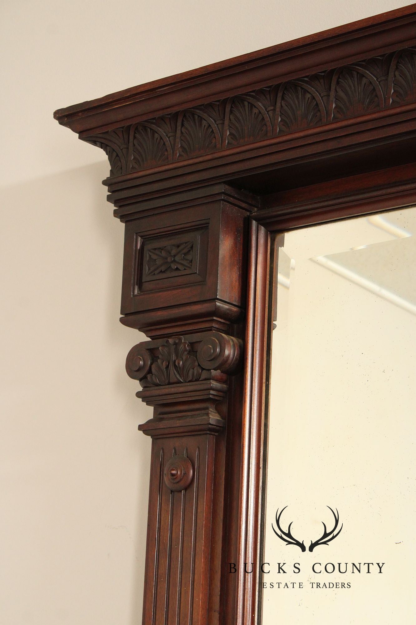 Antique Victorian Renaissance Revival American Walnut Large Pier Mirror