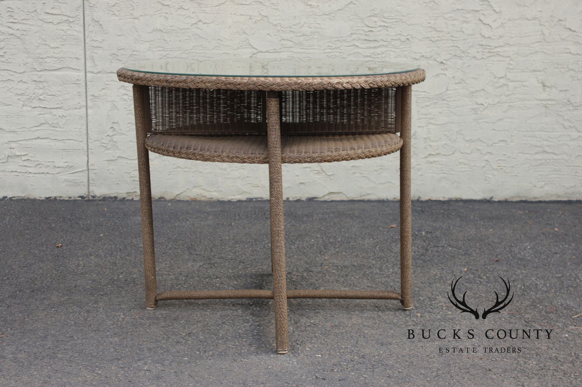 Lloyd Loom Round Glass Top Wicker Patio Table