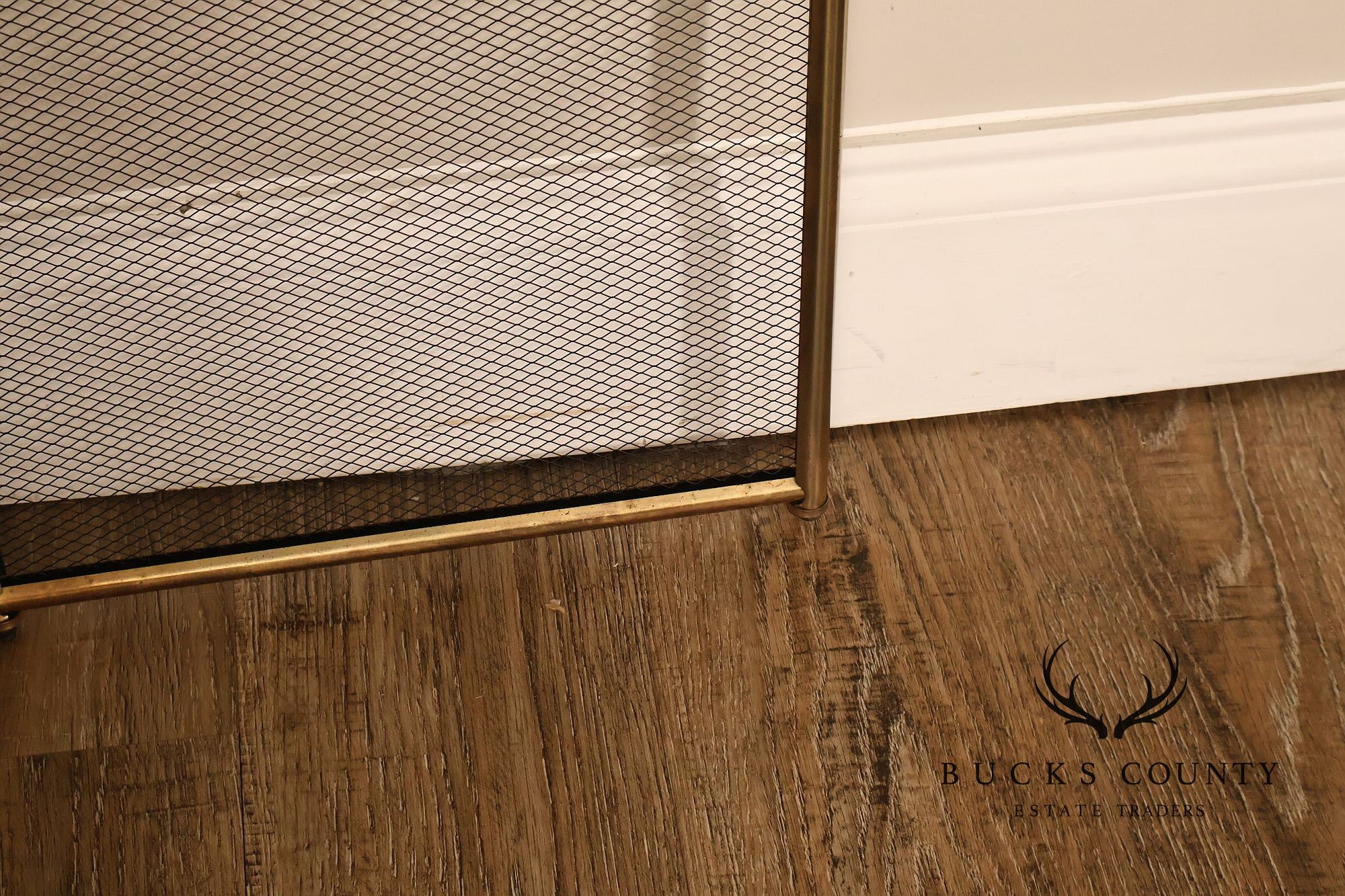 Vintage Brass Four-Panel Folding Fireplace Screen