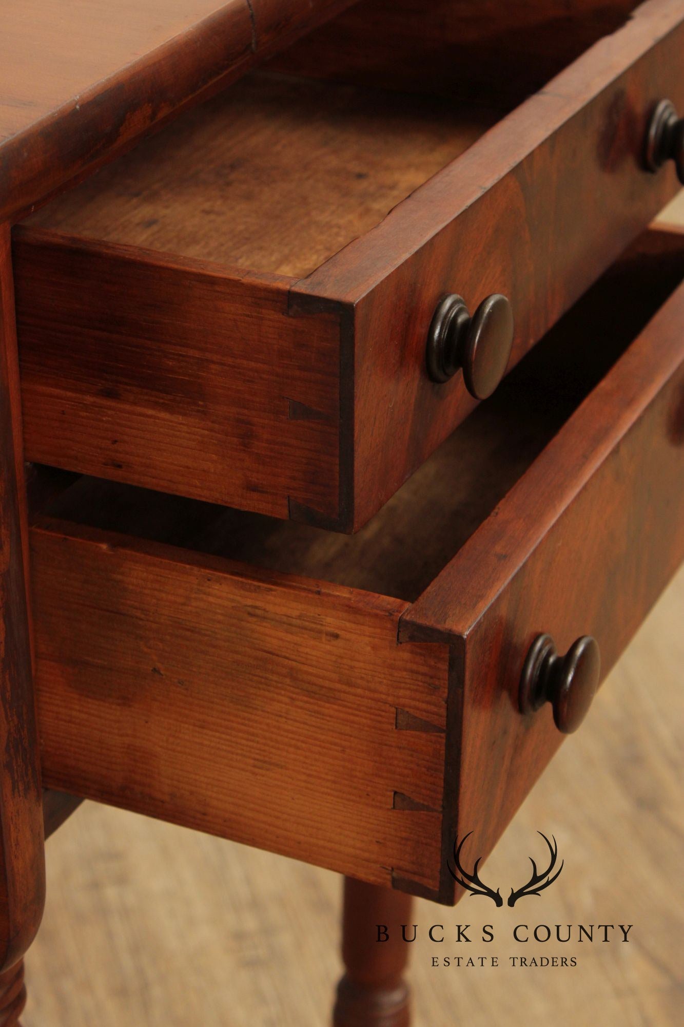 Antique Sheraton Cherry And Mahogany Drop-Leaf Work Table