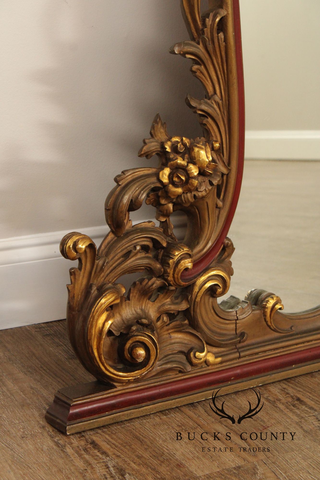 Monumental Vintage Italian Rococo Style Mantel or Fireplace Mirror