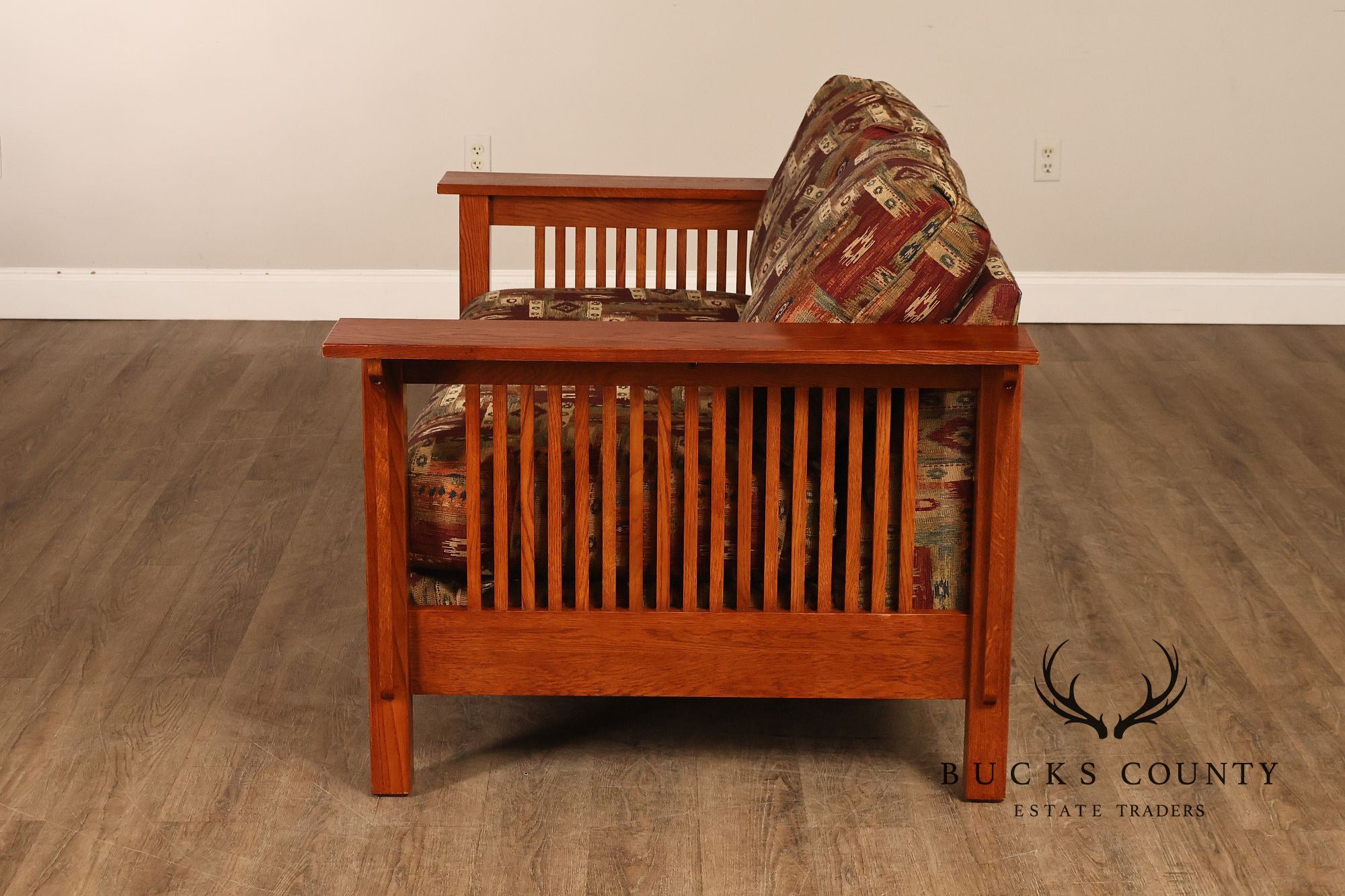Bassett Furniture Mission Style Oak Spindle Settee