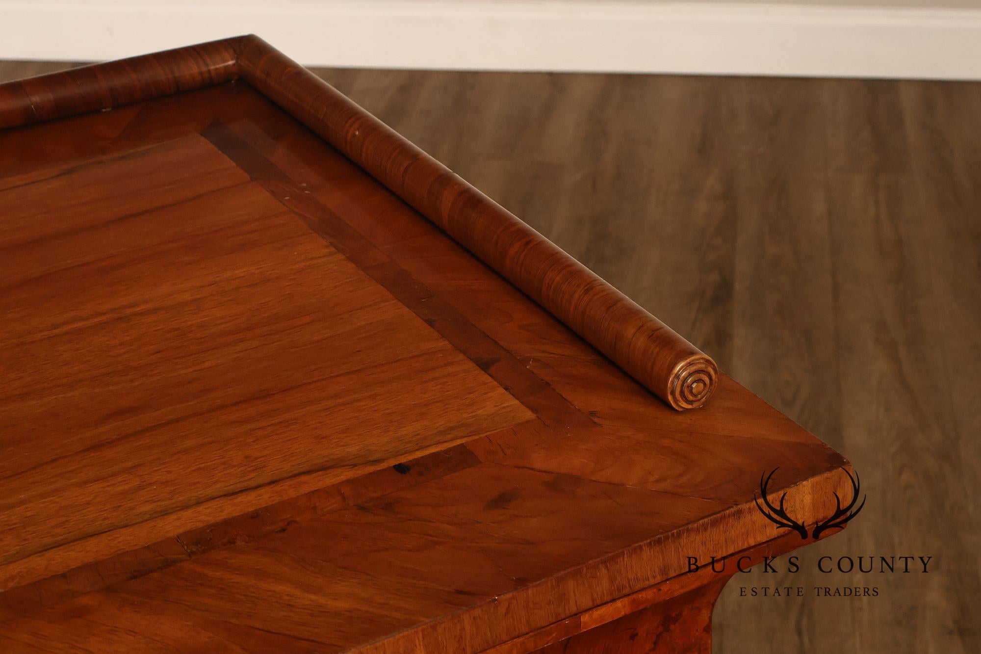 Antique 19th Century Biedermeier Walnut Five Drawer Writing Desk