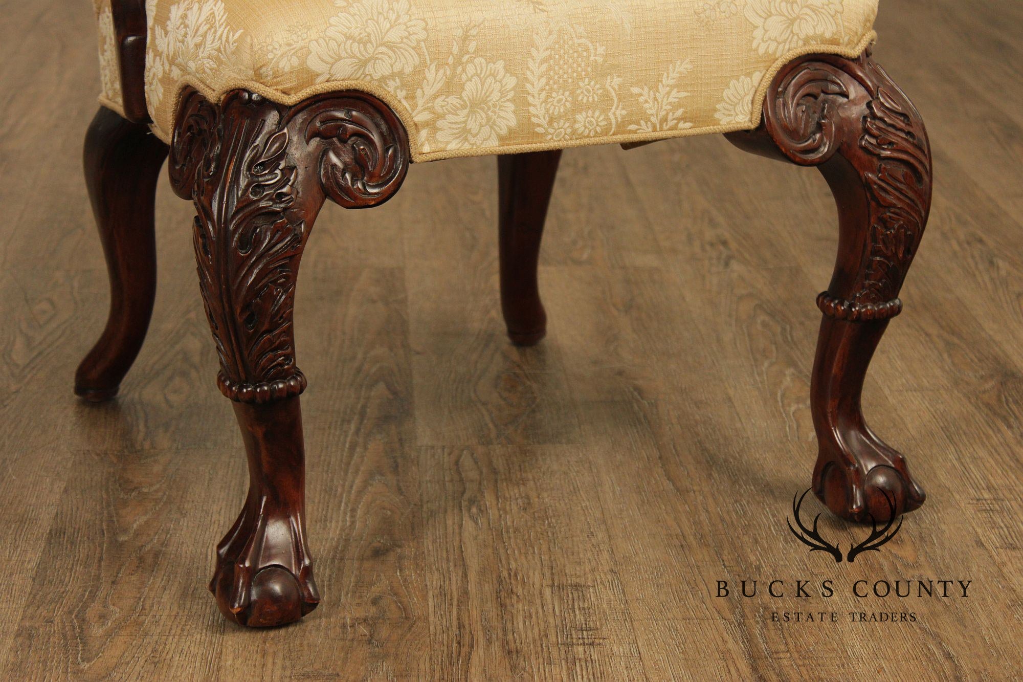 Century Furniture Chippendale Style Pair of Carved Mahogany Armchairs